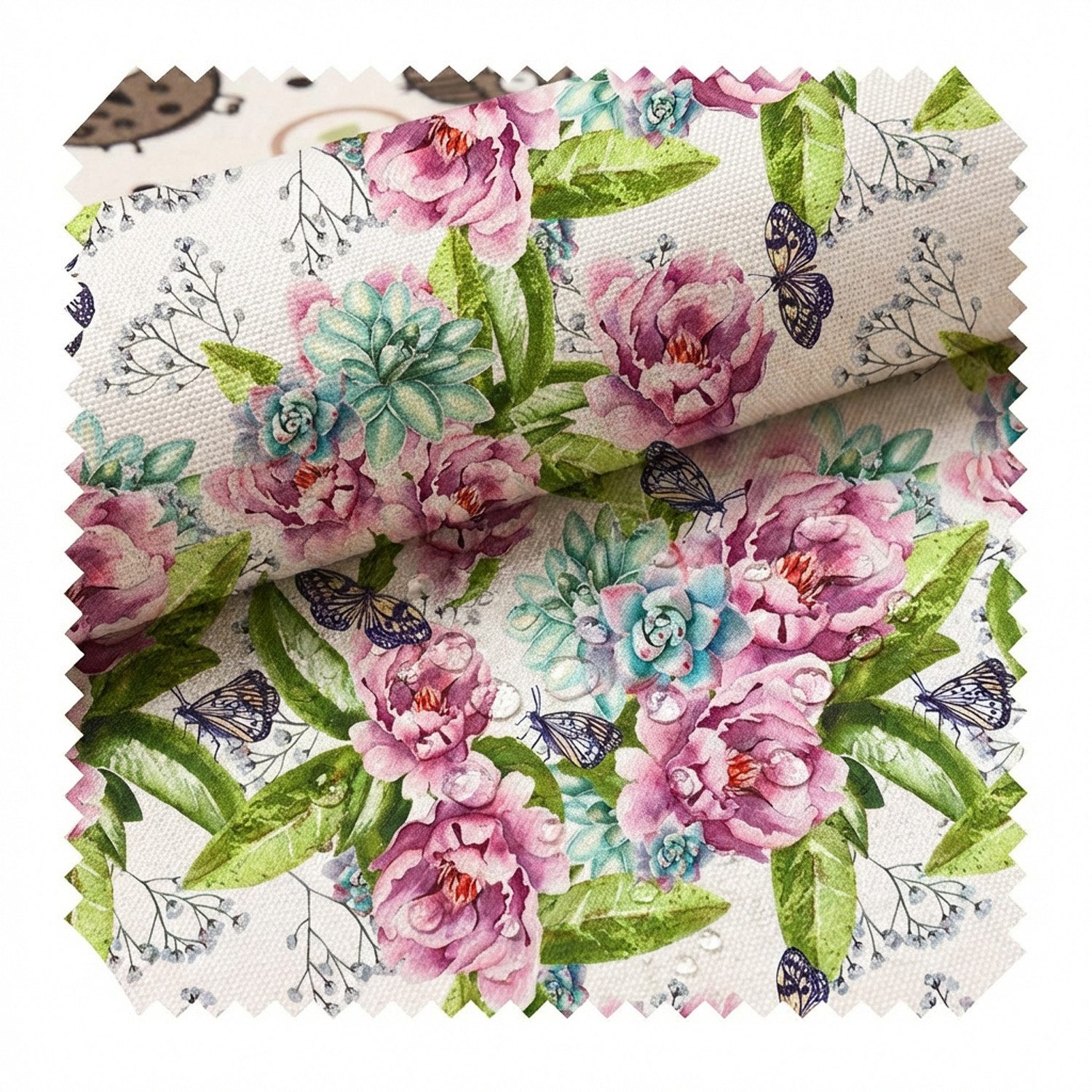 novely® Stoff OXFORD 210D D225 Butterflies & Flowers Printstoff Outdoor, Wasserabweisend, Outdoor, Meterware, 1lfm