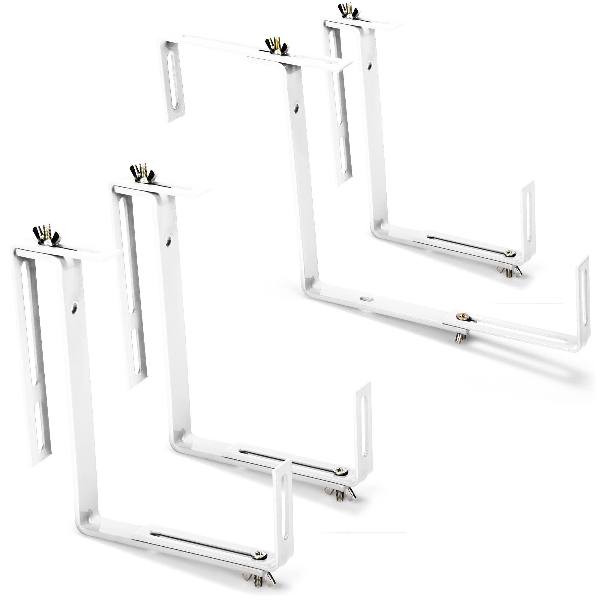 com-four Blumenkastenhalter, flexible Befestigung aus Metall für Pflanzkästen