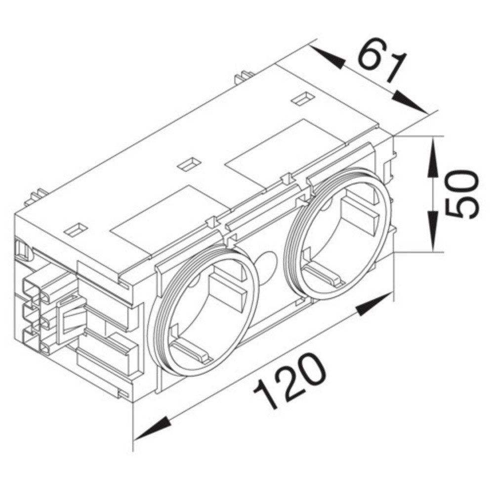 Hager Steckdose GS20009016 Elektro-Sockelleisten-Zubehör Steckdosencontainer Weiß 1