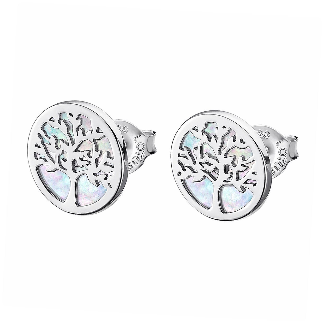 LOTUS SILVER Paar Ohrstecker Lotus Silver Lebensbaum Kreis SILBER (Ohrstecker), Ohrstecker für Damen 925 Sterling Silber, silber