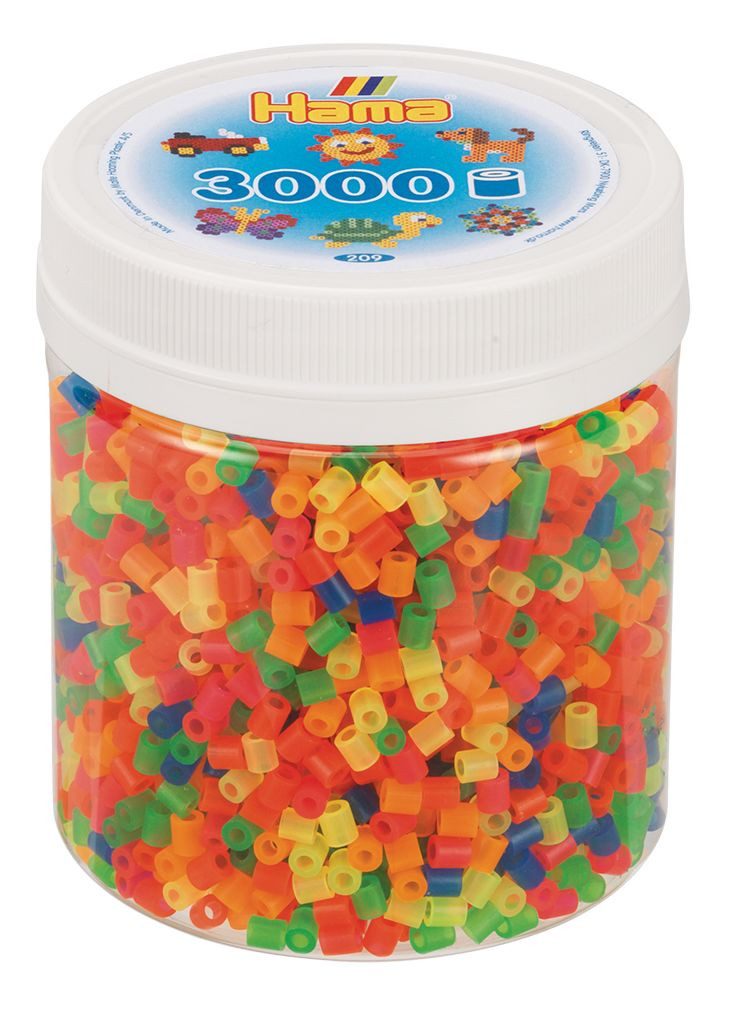 Hama Perlen Bügelperlen Hama Dose mit 3000 Midi-Bügelperlen Neon Mix 51