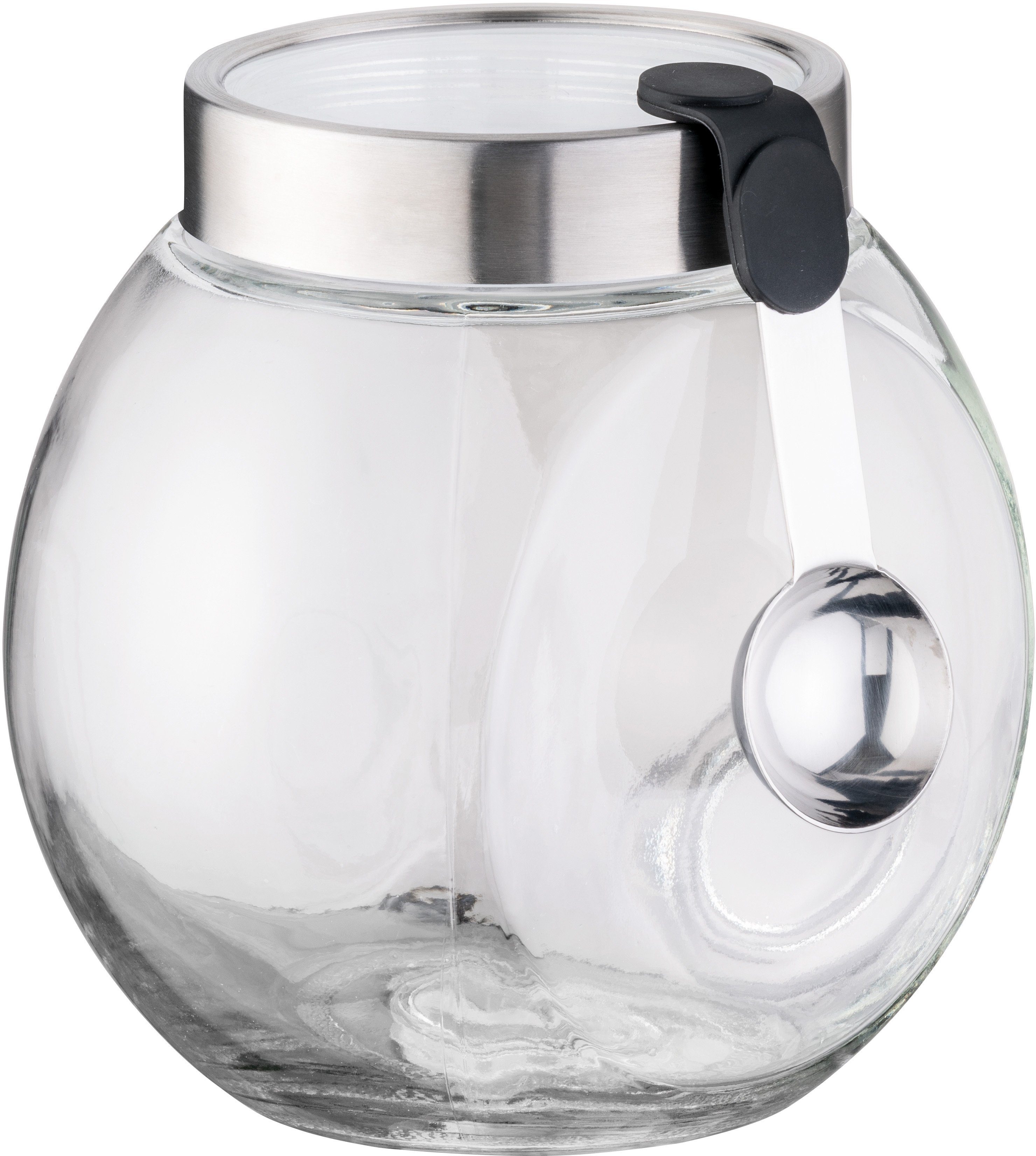 APS Vorratsglas, Edelstahl, mit (1-tlg), Glas, Liter magnetischem Löffel 3 mit Silikongriff
