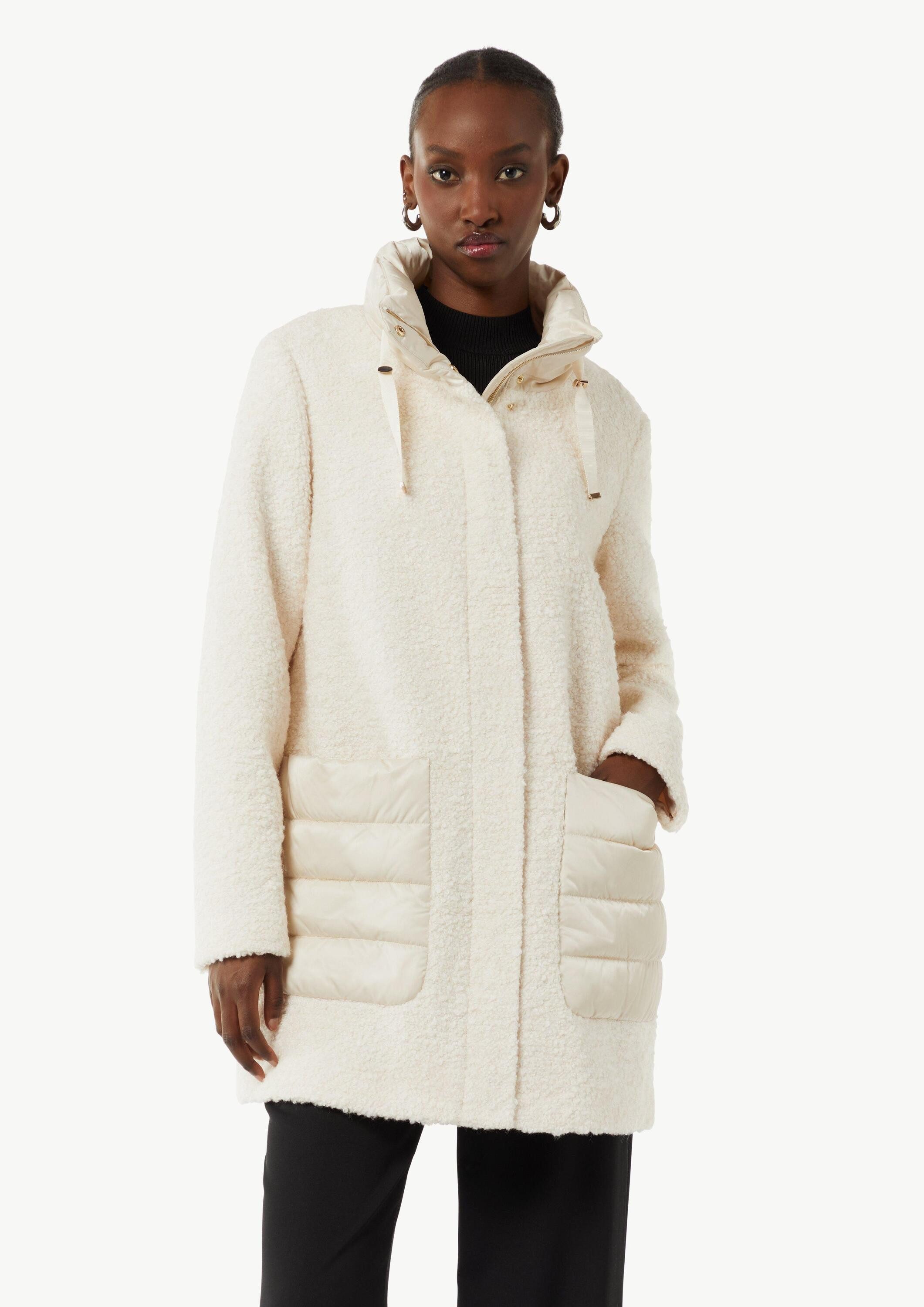 comma Wintermantel Outdoor-Mantel Mantel aus Bouclé-Satin-Mix