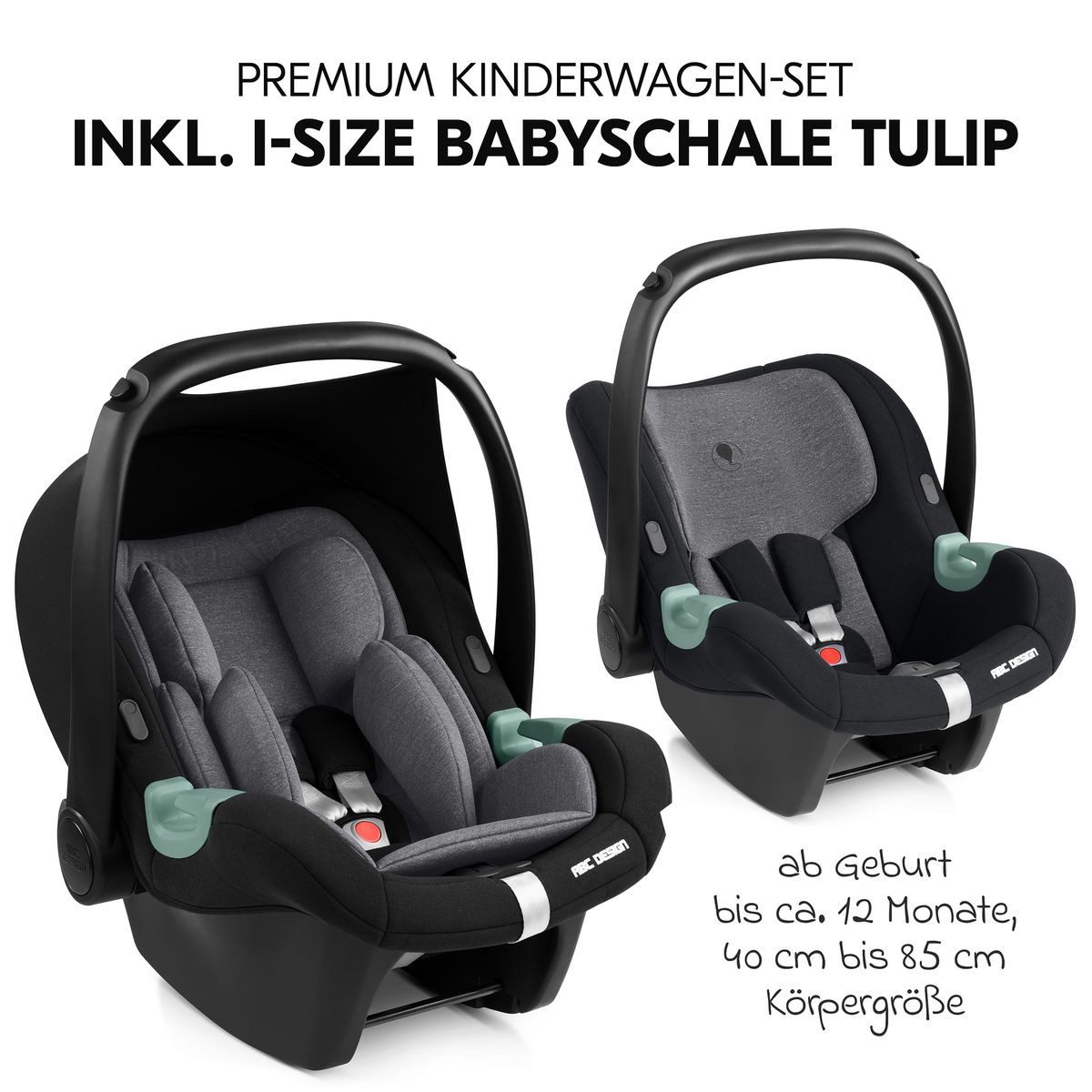 Hauck Kombi-Kinderwagen Comfort N Care Trio Set - Olive, 3in1 Kinderwagen Buggy Set mit Babywanne, Babyschale Tulip & Sportsitz
