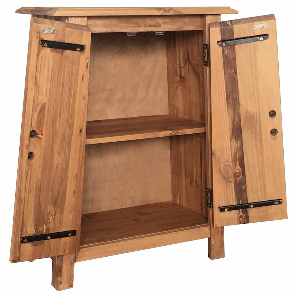 furnicato Beistellschrank Massivholz Retro-Look 59x32x80 cm Braun (1-St) Vintage-Nachttisch mit Ablage und Stauraum für das Badezimmer
