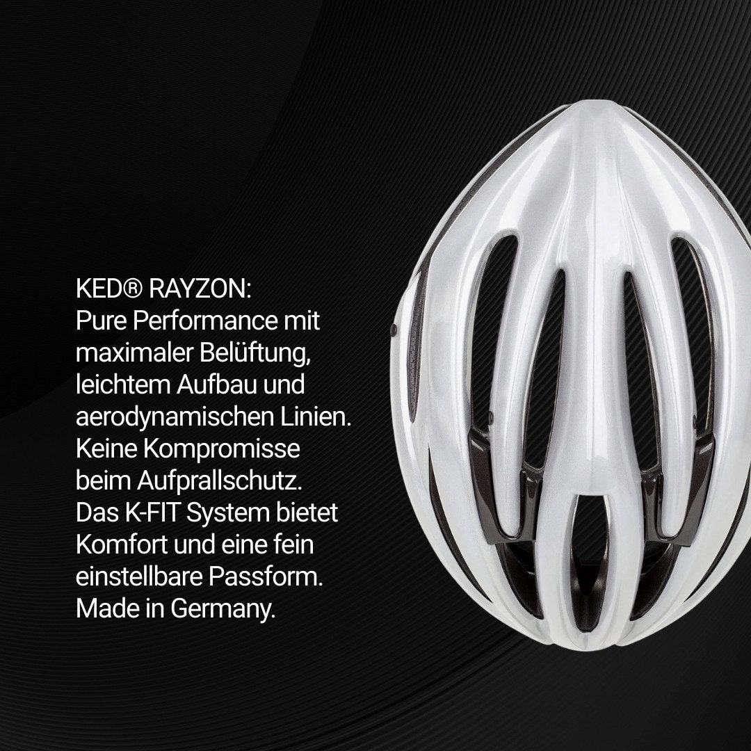 KED Fahrradhelm Rayzon Sporthelm, Belüfteter Rennradhelm Mit LED Rücklicht