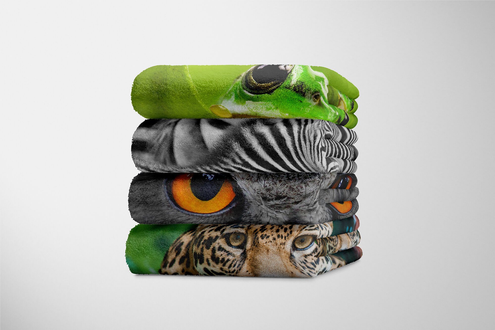 (1-St), Eulenaugen Art Handtuch Tiermotiv Baumwolle-Polyester-Mix Handtücher Handtuch Eule, Strandhandtuch Kuscheldecke Sinus Saunatuch mit