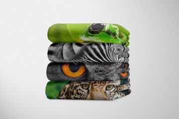 Sinus Art Handtücher Handtuch Strandhandtuch Saunatuch Kuscheldecke mit Tiermotiv Eulenaugen Eule, Baumwolle-Polyester-Mix (1-St), Handtuch