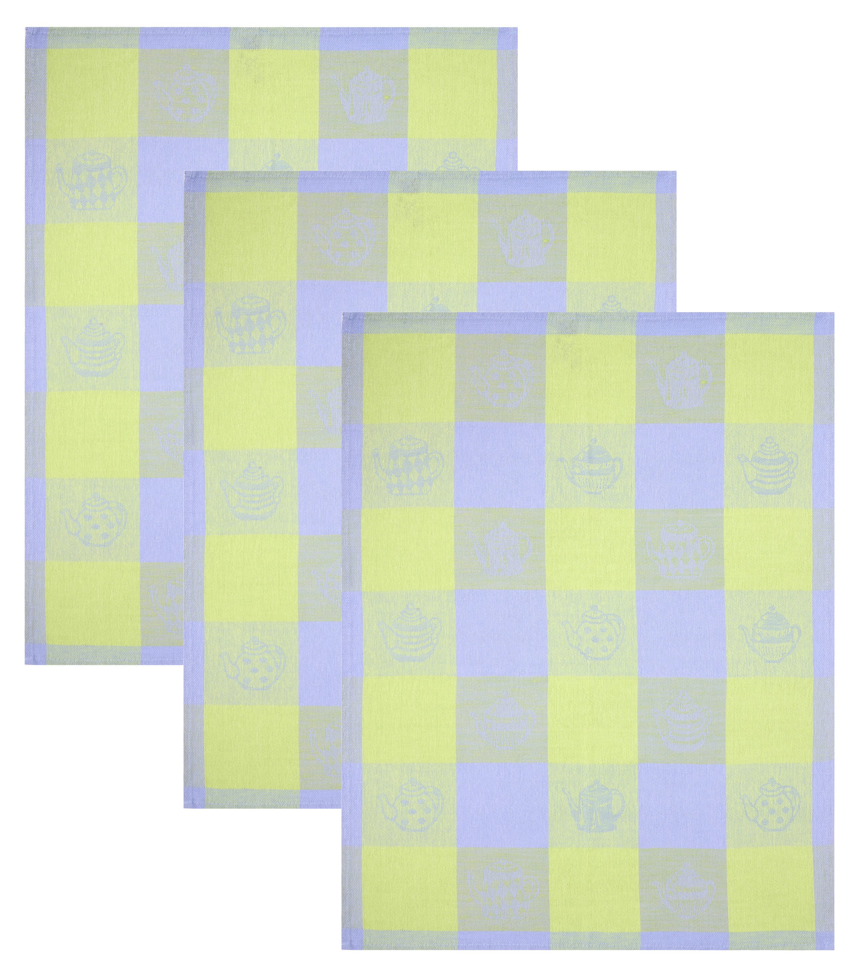 Betz Geschirrtuch 3 Stk. Halbleinen Geschirrtücher TEEKANNEN 50x70 cm Farbe: grün, (3-tlg), 3 Stück Halbleinen Geschirrtücher