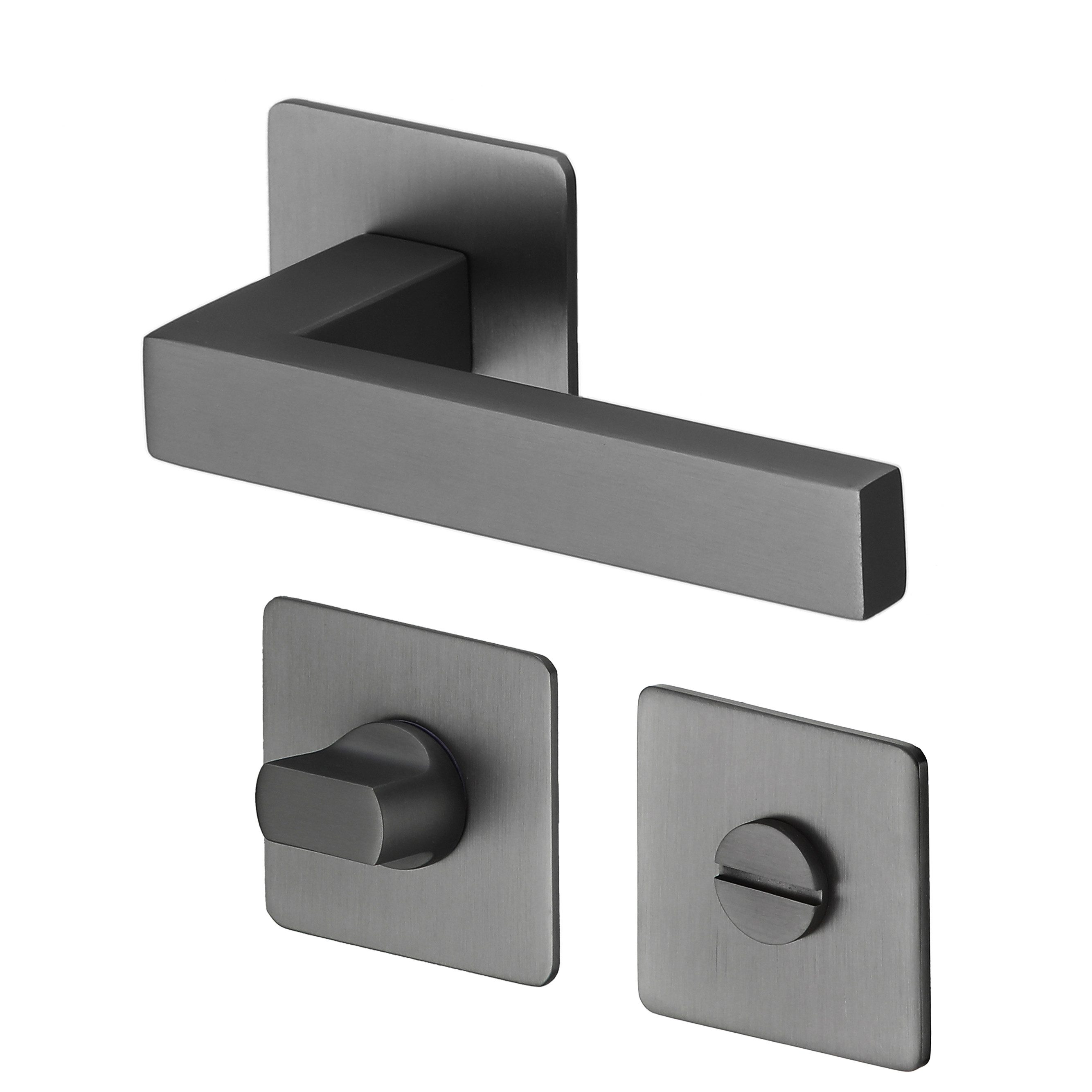 MeinTürgriff Drückergarnitur Trento Flachrosette samtgrau Türgriff eckig Rosettengarnitur