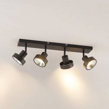 Lindby Deckenleuchte Ignacio, dimmbar, Leuchtmittel nicht inklusive, Modern, Eisen, Aluminium, sandSchwarz, 4 flammig, GU10, Deckenleuchte