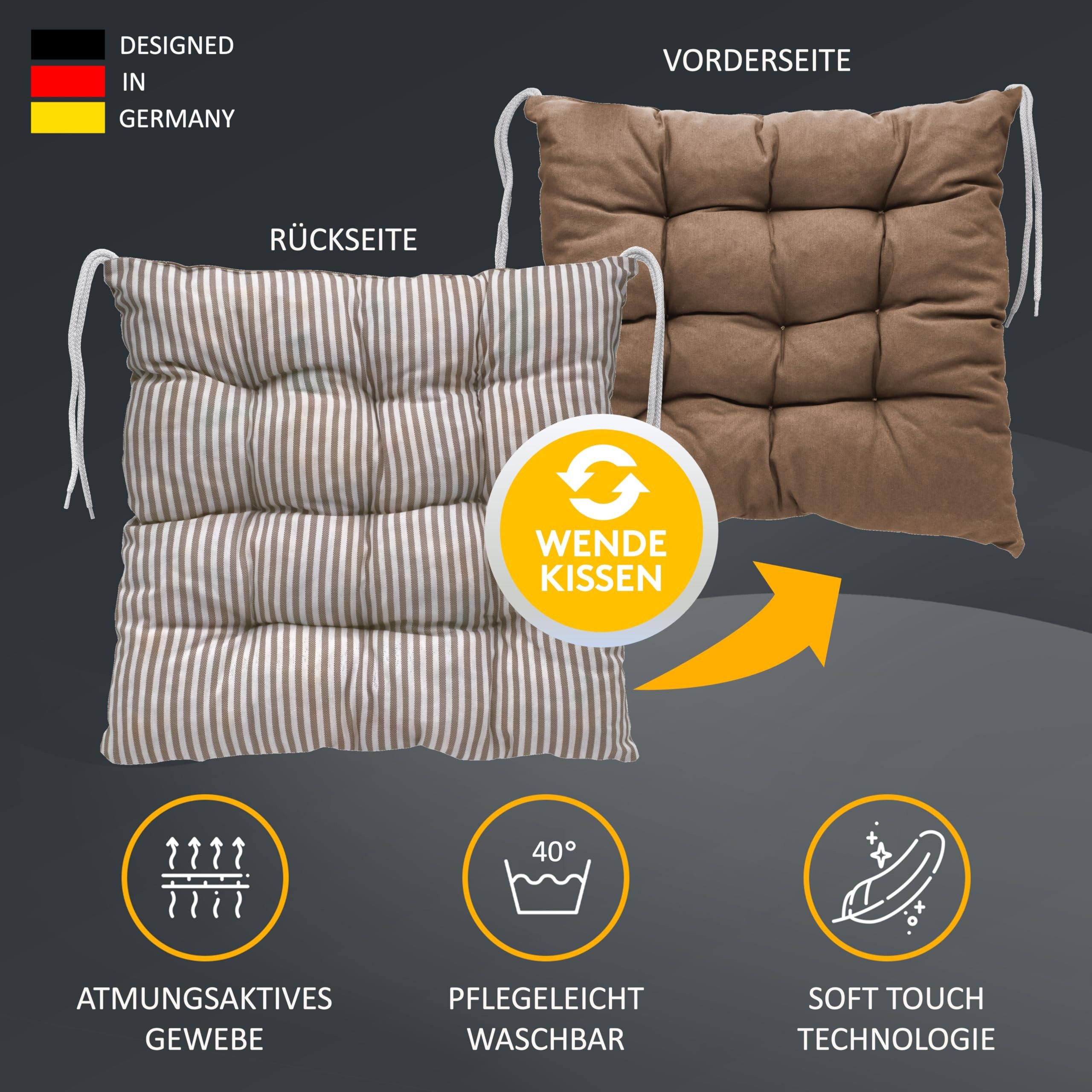 LILENO HOME Stuhlkissen - Wende Sitzkissen für Gartenstuhl oder Küchenstuhl günstig online kaufen