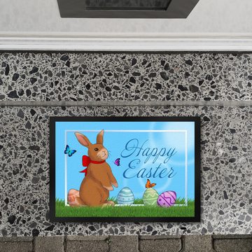 Fußmatte Happy Easter Fußmatte in 35x50 cm mit Osterhasen und bunten Ostereiern, speecheese