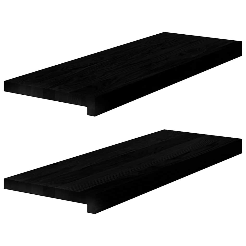 vidaXL Stufenmatte Treppenstufen 2 Stk. Braun-Schwarz 70x25x2 cm Massivholz Eiche, Hütte, Treppenstufen 2 Stk. Braun-Schwarz 70x25x2 cm Massivholz Eiche