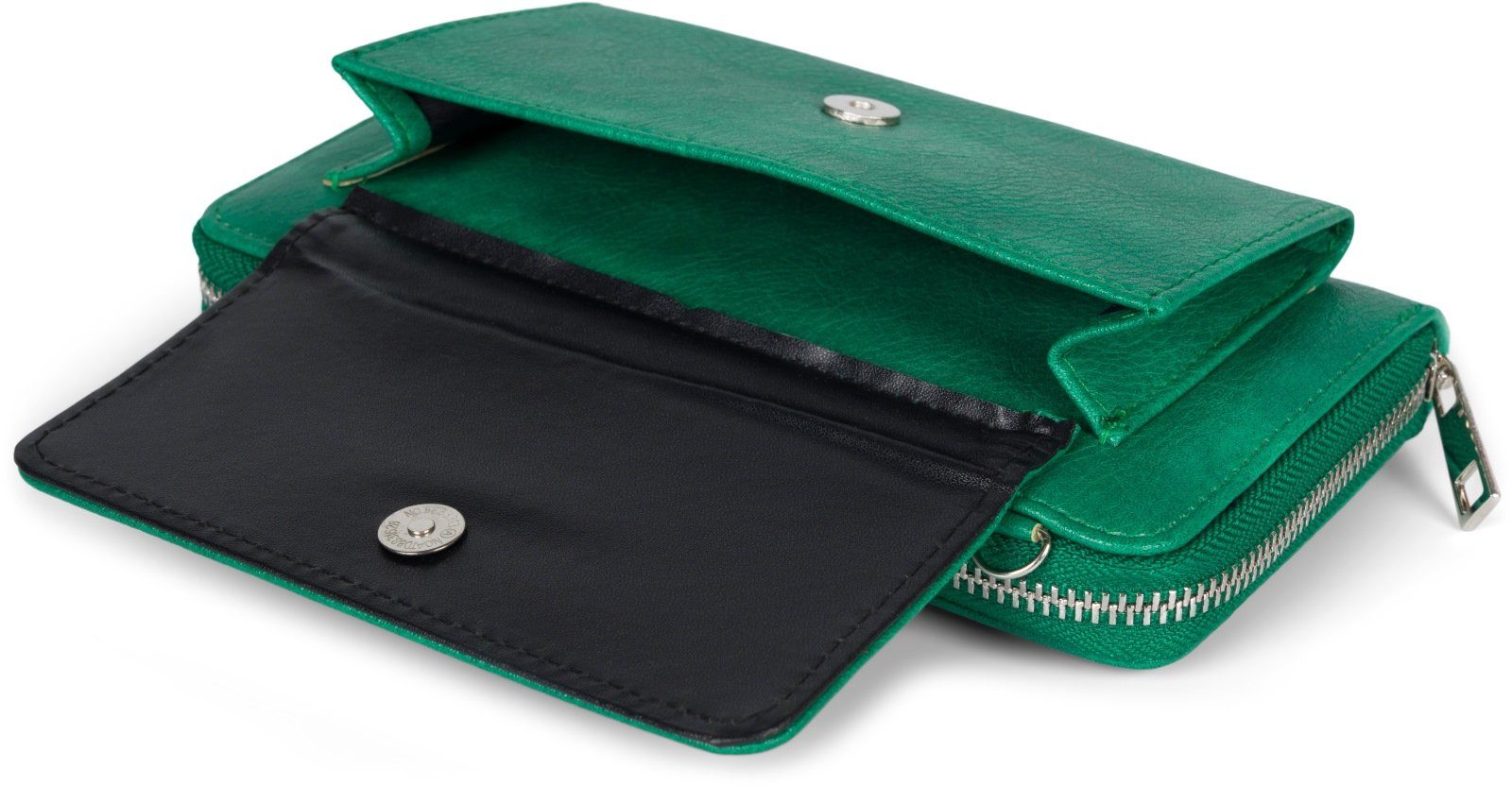 styleBREAKER Smartphonetasche (1-tlg), Geldbörse mit Smaragdgrün Unifarben Handyfach