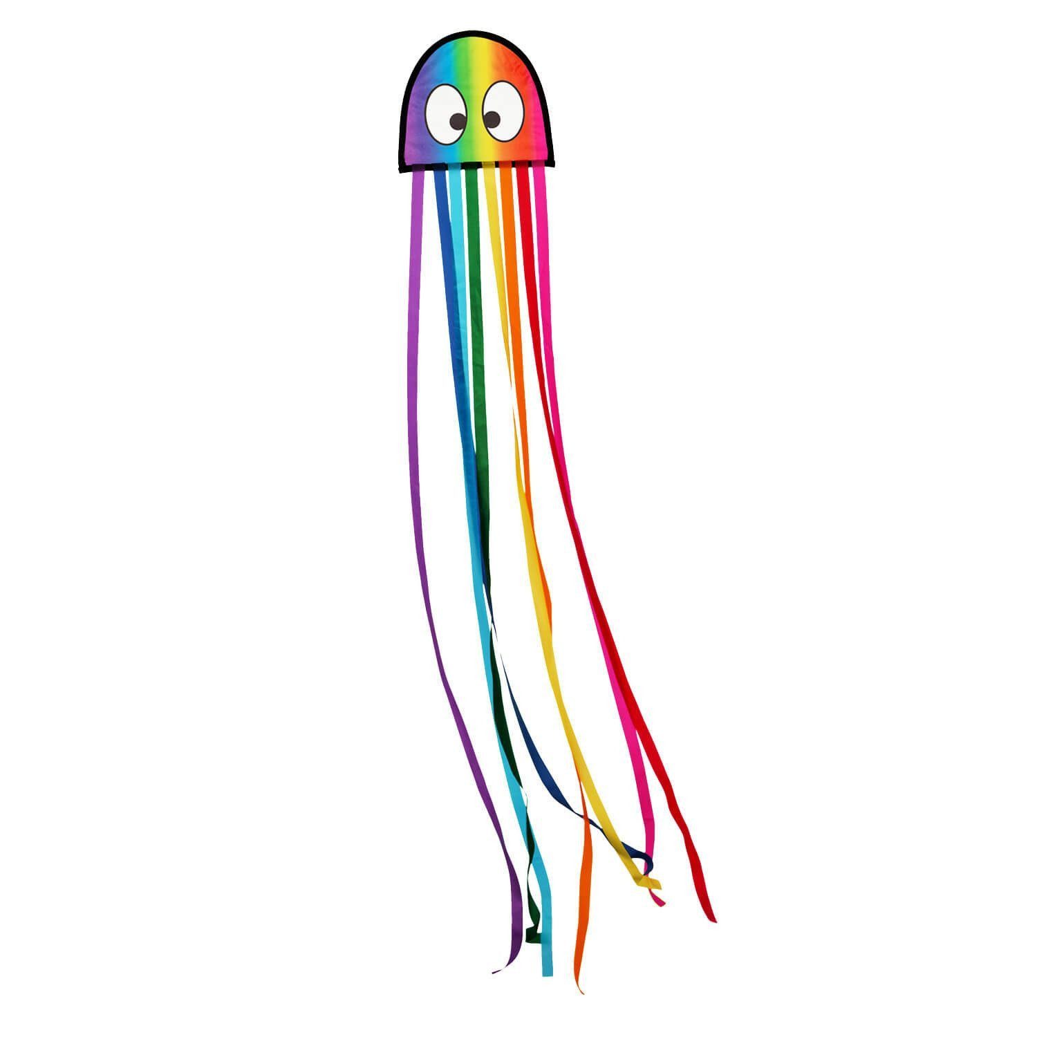 Wolkenstürmer Flug-Drache Kids Kite Oktopus Ready to Fly Einleiner Drachen 150 cm, (Flugdrachen für Kinder (regenbogen) mit Tentakeln Ready to Fly, 1-tlg), Kinderdrachen Oktopus (regenbogen) ab 3 Jahre Outdoor Spielzeug