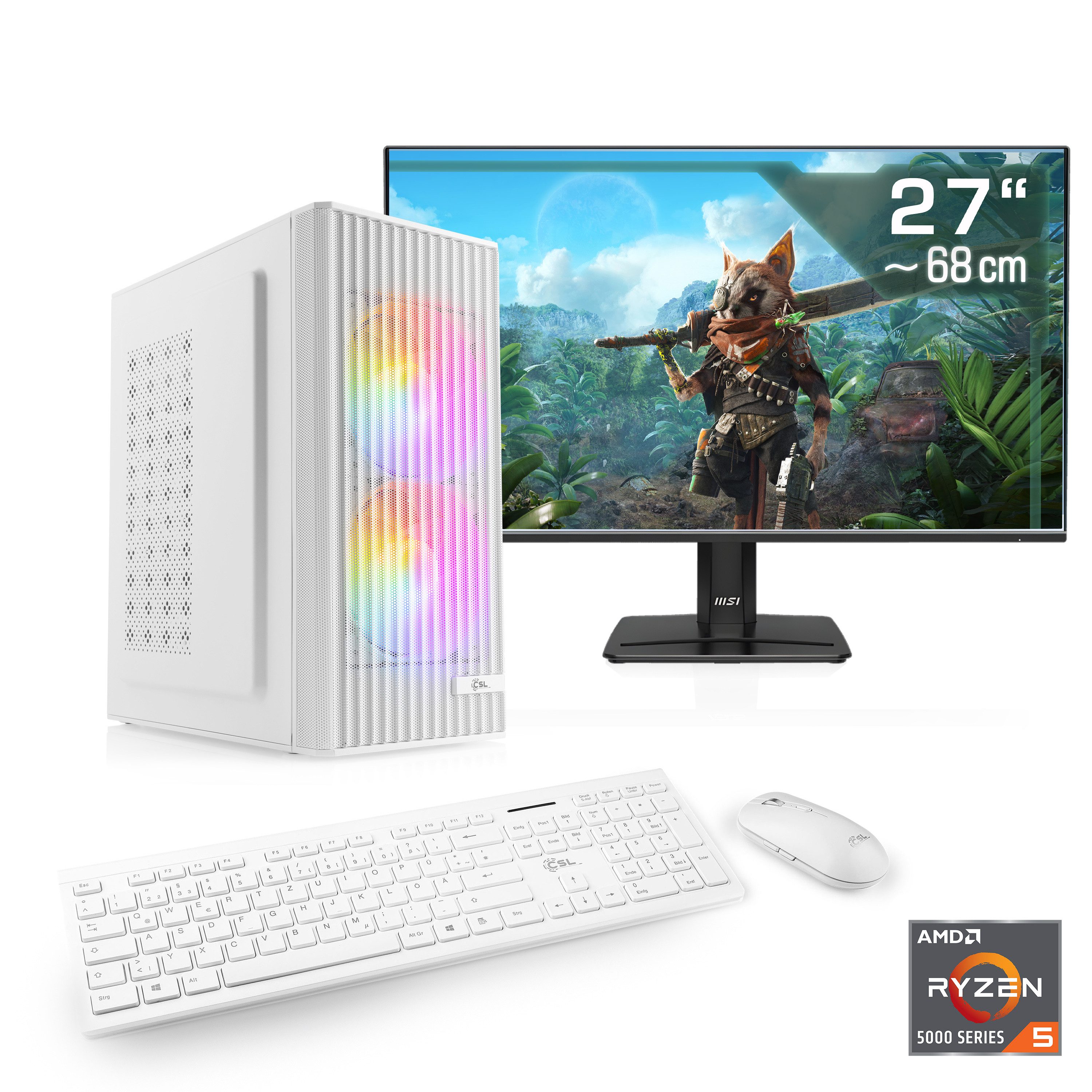 CSL Spectrum V25266W PC-Komplettsystem (27", AMD Ryzen 5 5600, GeForce RTX 5060, 32 GB RAM, 1000 GB SSD)