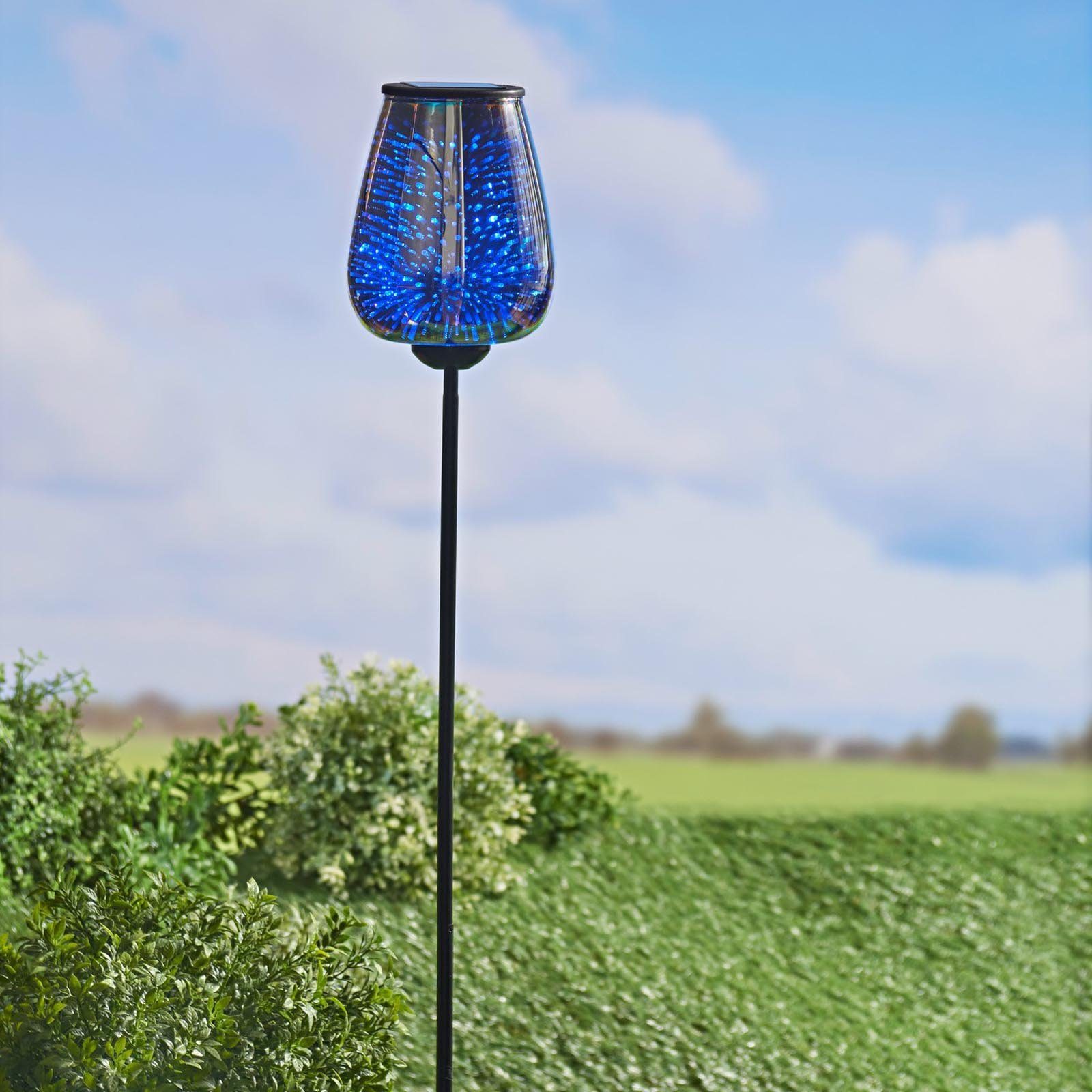HAC24 LED Solarleuchte Solar Dekoleuchte LED Kelch, fest 73 Licht cm, Solarlampe Garten Blau, Blau Solarlicht integriert, Gartenleuchte