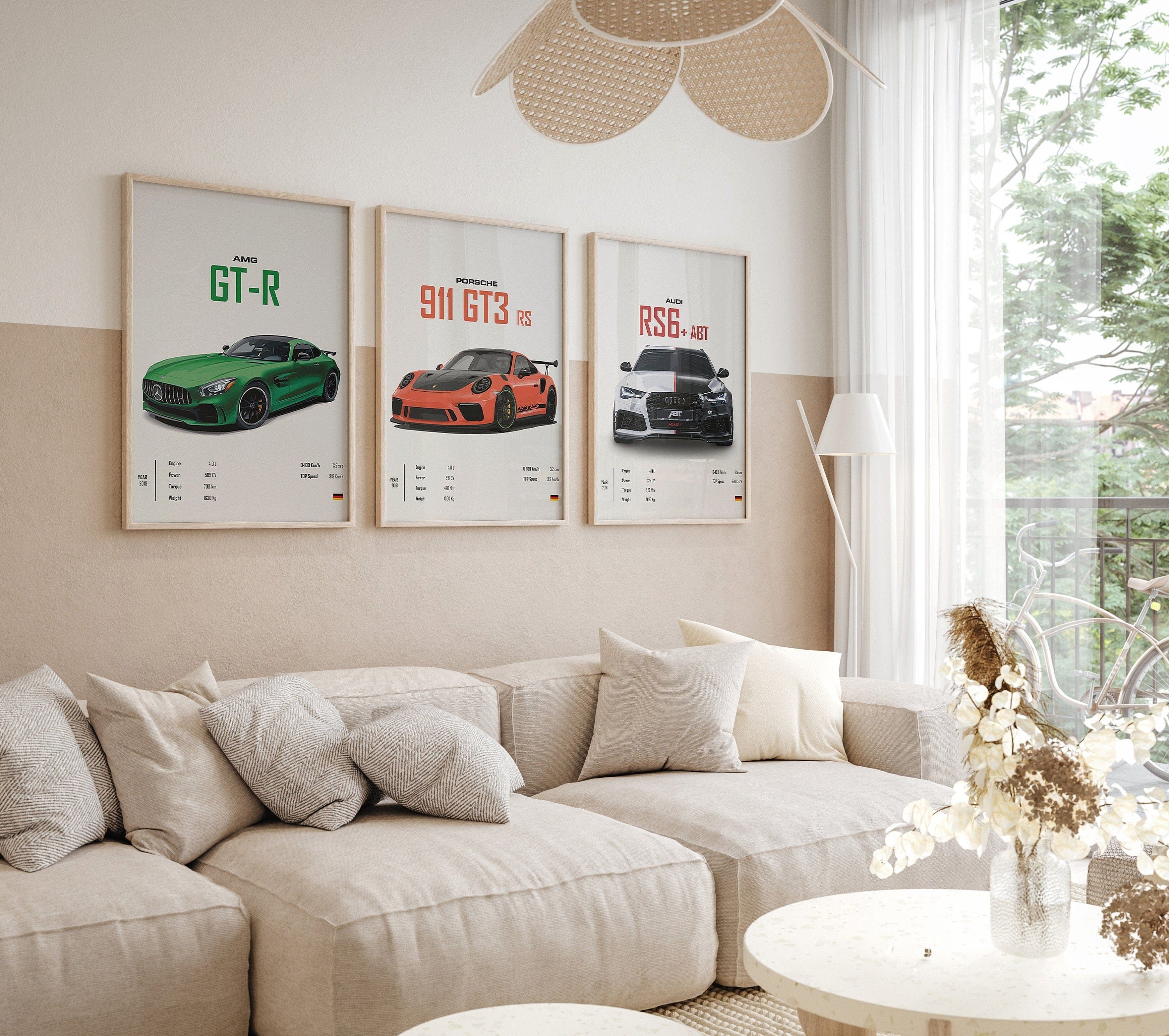 JUSTGOODMOOD Poster Sportwagen PORSCHE 911 AUD Rs MERCEDES Amg Gtr Super Sport Auto Gesche, MERCEDES AMG GT-R (1 St)