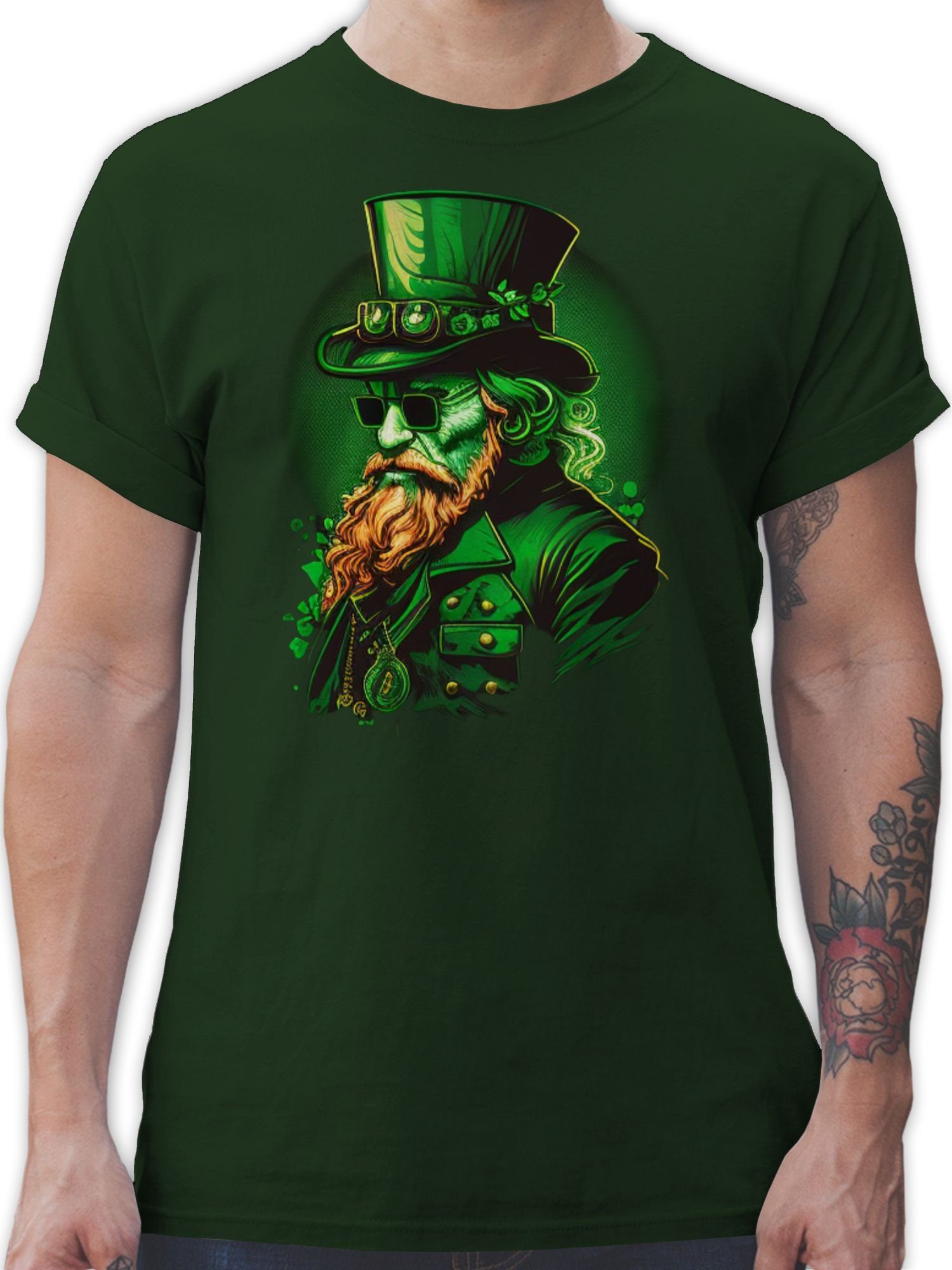 Irland St. Day Kobold 02 T-Shirt Dunkelgrün Patricks Irische Shamrock Shirtracer