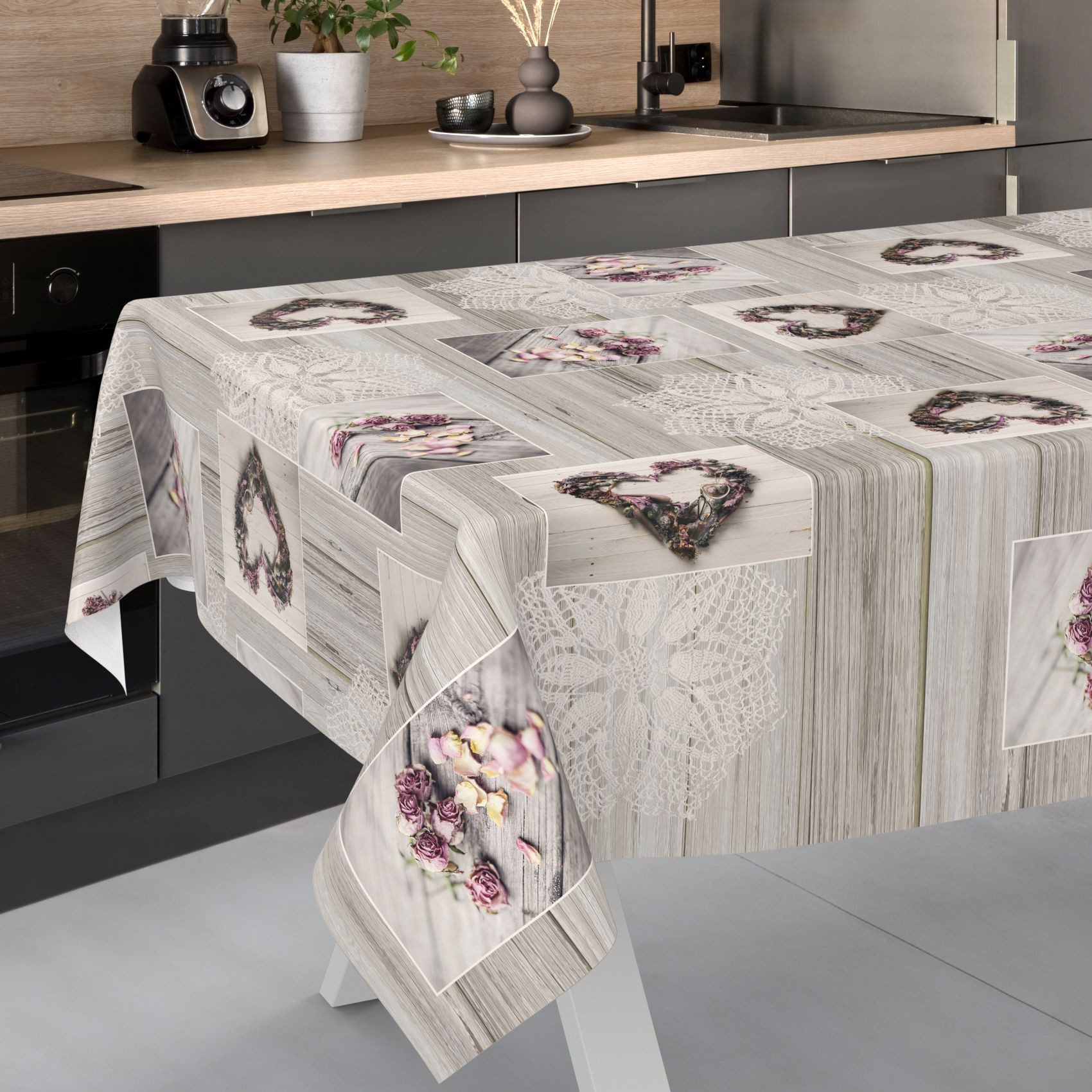 ANRO Tischdecke Wachstuch abwaschbar Holz Liebe Tischwäsche (Einzelstück 1- günstig online kaufen