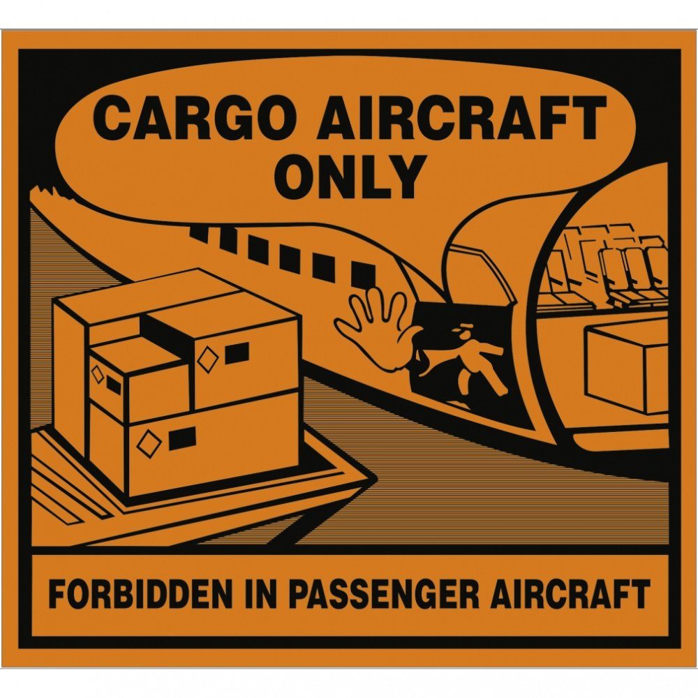 Hinweisschild Nur für Frachtflugzeuge, Papier, 120x110 mm, 1000 Stück/Rolle