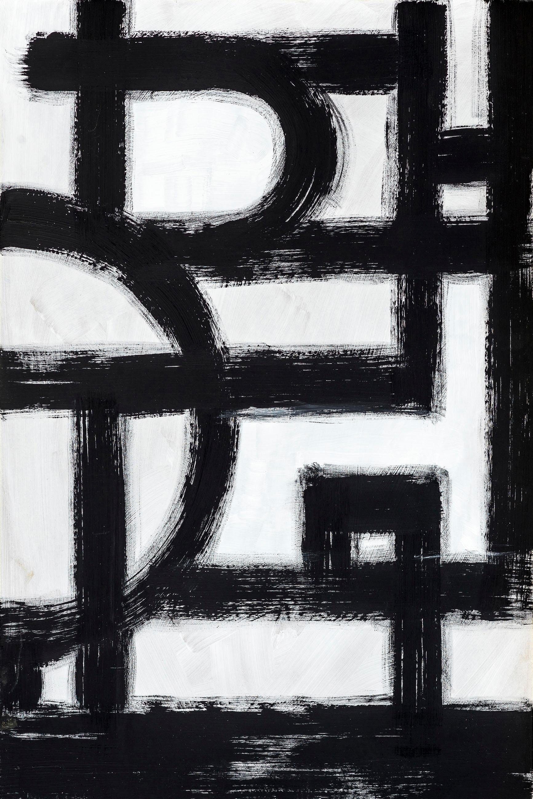 Places of Style Leinwandbild Abstrakte Kunst, Abstrakte, Kunst, Modern, Schwarz-Weiß, Premium-Leinwandstoff, Handarbeit aus Deutschland, 120x80cm