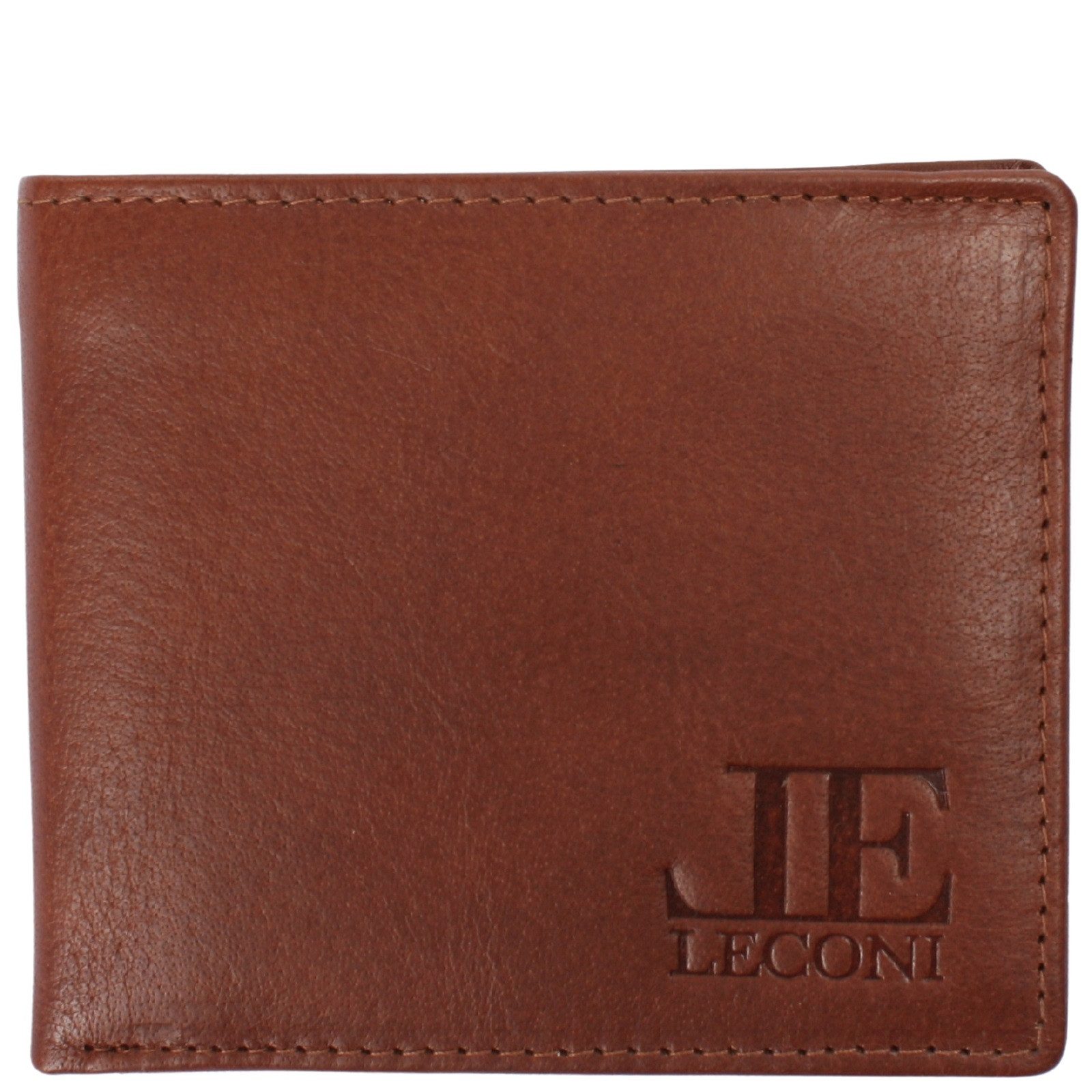 LECONI Geldbörse kompaktes Portemonnaie Herren Kartenetui RFID Portmonee Leder LE9034, 6 Kartensteckfächer, großes Münzfach + Ausweisfach, 11x9,5x2cm