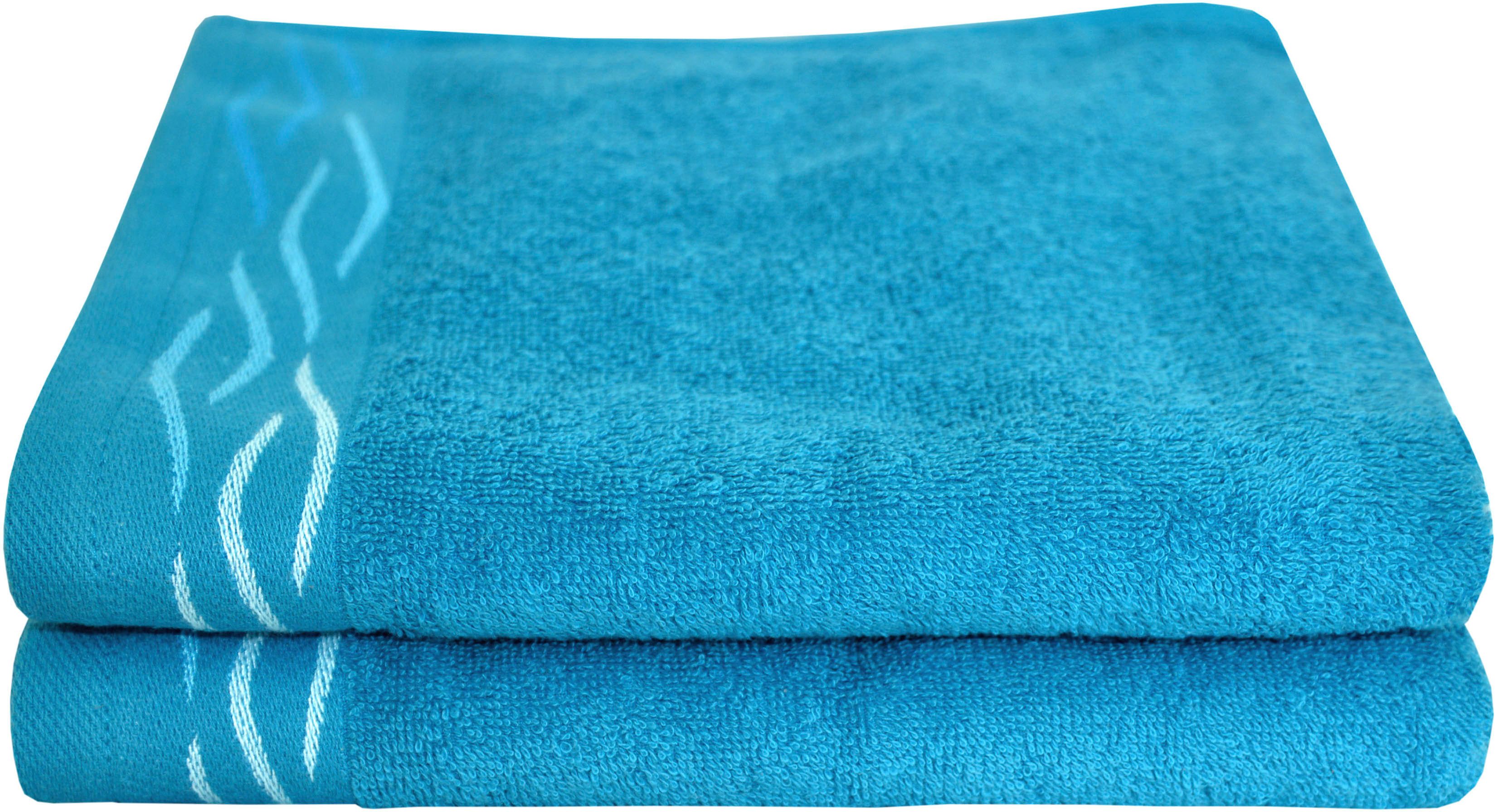 Dyckhoff Handtücher Wave, Frottier (Set, 2-St), mit Jacquard-Bordüre