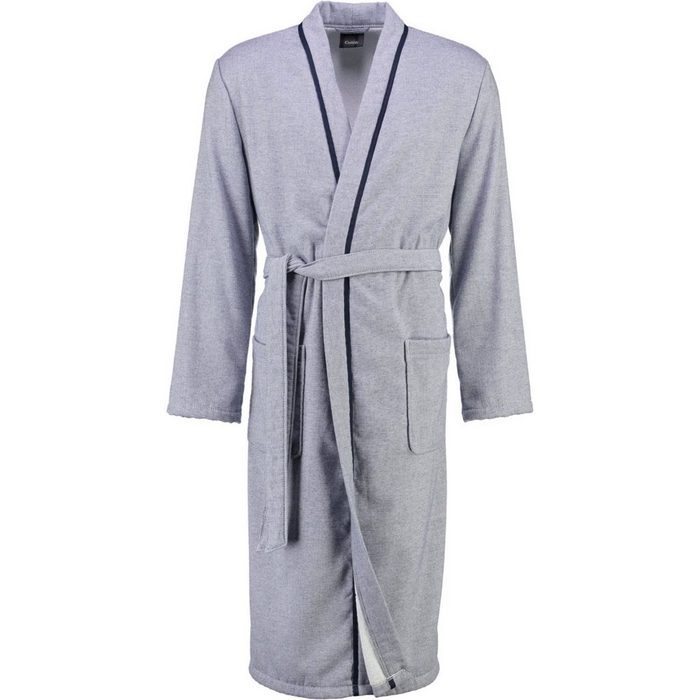 Cawö Herrenbademantel Langform Baumwolle Kimono-Kragen Gürtel Extraleichte Walkfrottier-Qualität