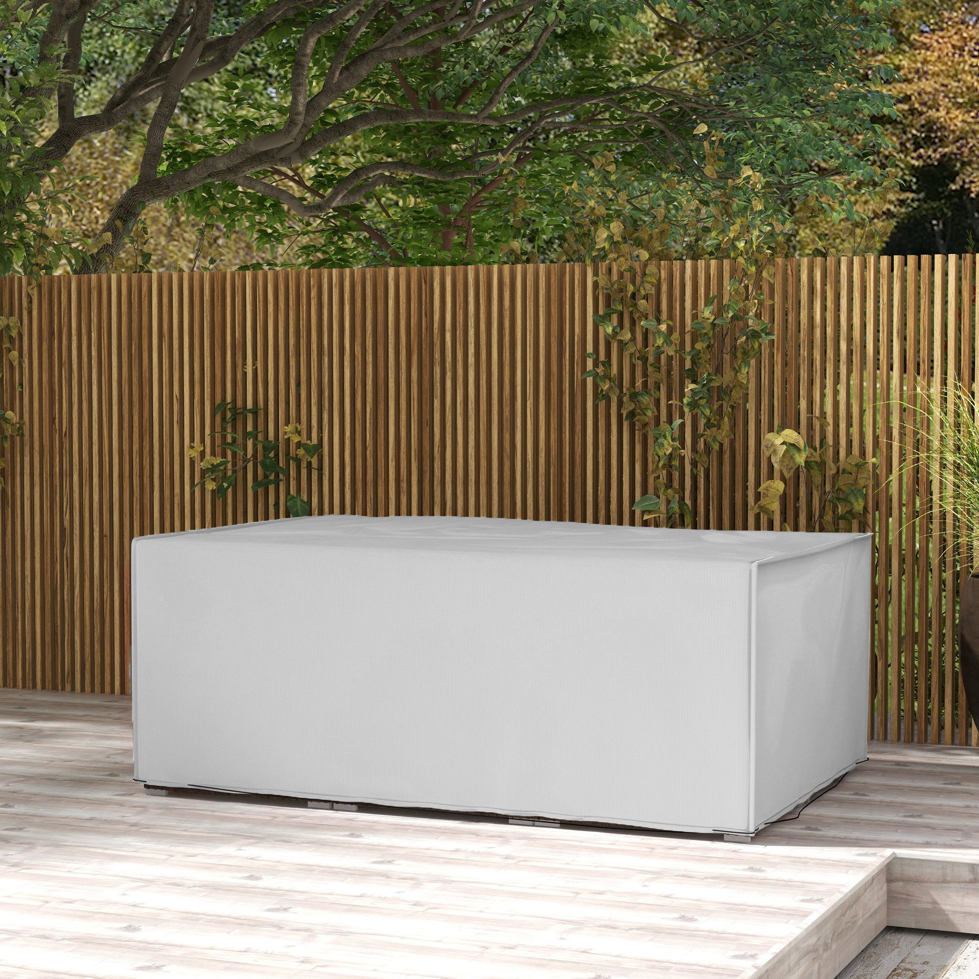 Outsunny Gartenmöbel-Schutzhülle mit wetterfesten Ösen und Kordelstopper (Abdeckung, 1-St., Abdeckplane), für Terrassenmöbel Abdeckhülle 210 x 140 x 80 cm Grau