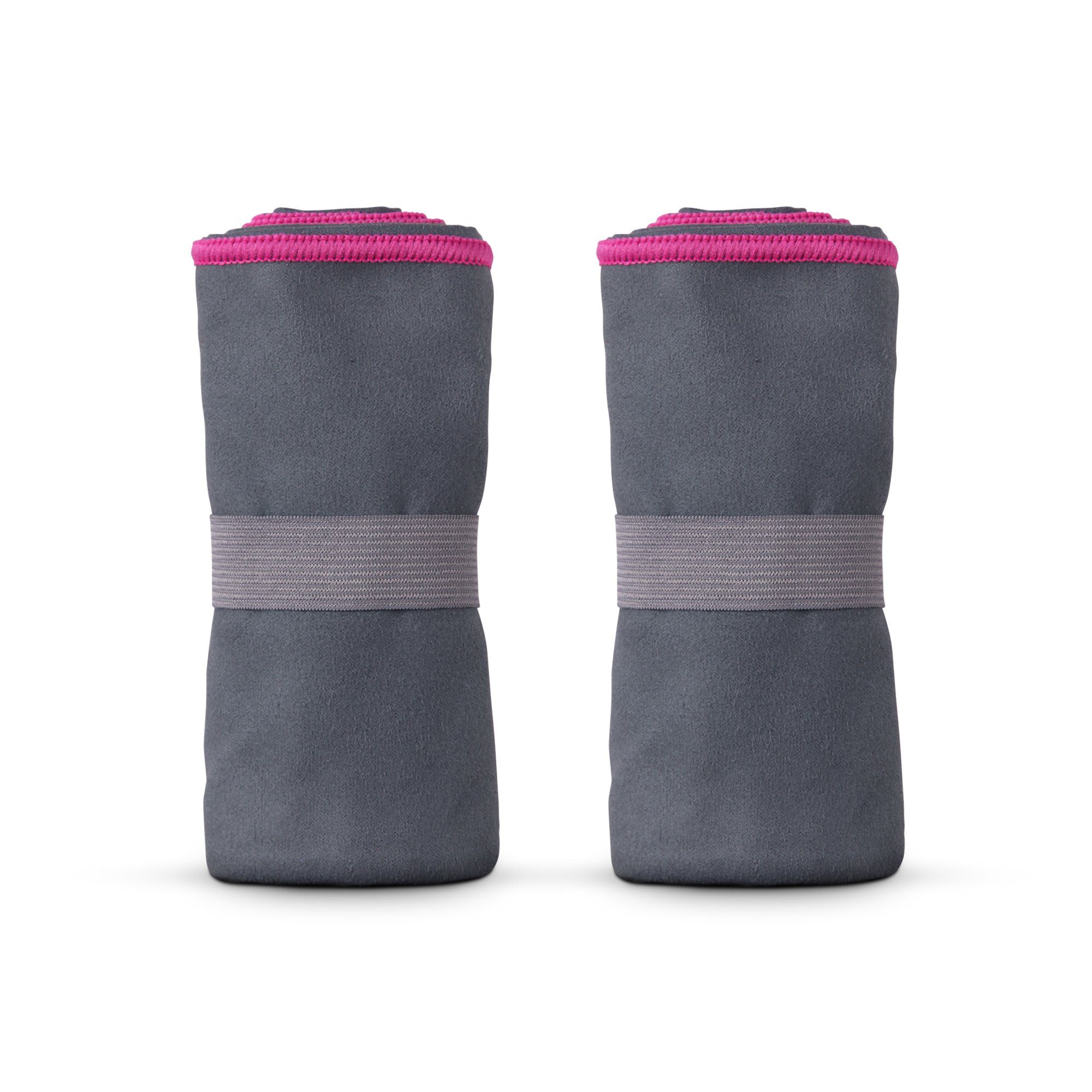 hemmy Fashion Sporthandtuch Sporttuch 2er Pack, ohne Tasche (2-St), Handtuch für Sport, Sauna, Fitness - Reisehandtuch - mit Spanngummi Pink