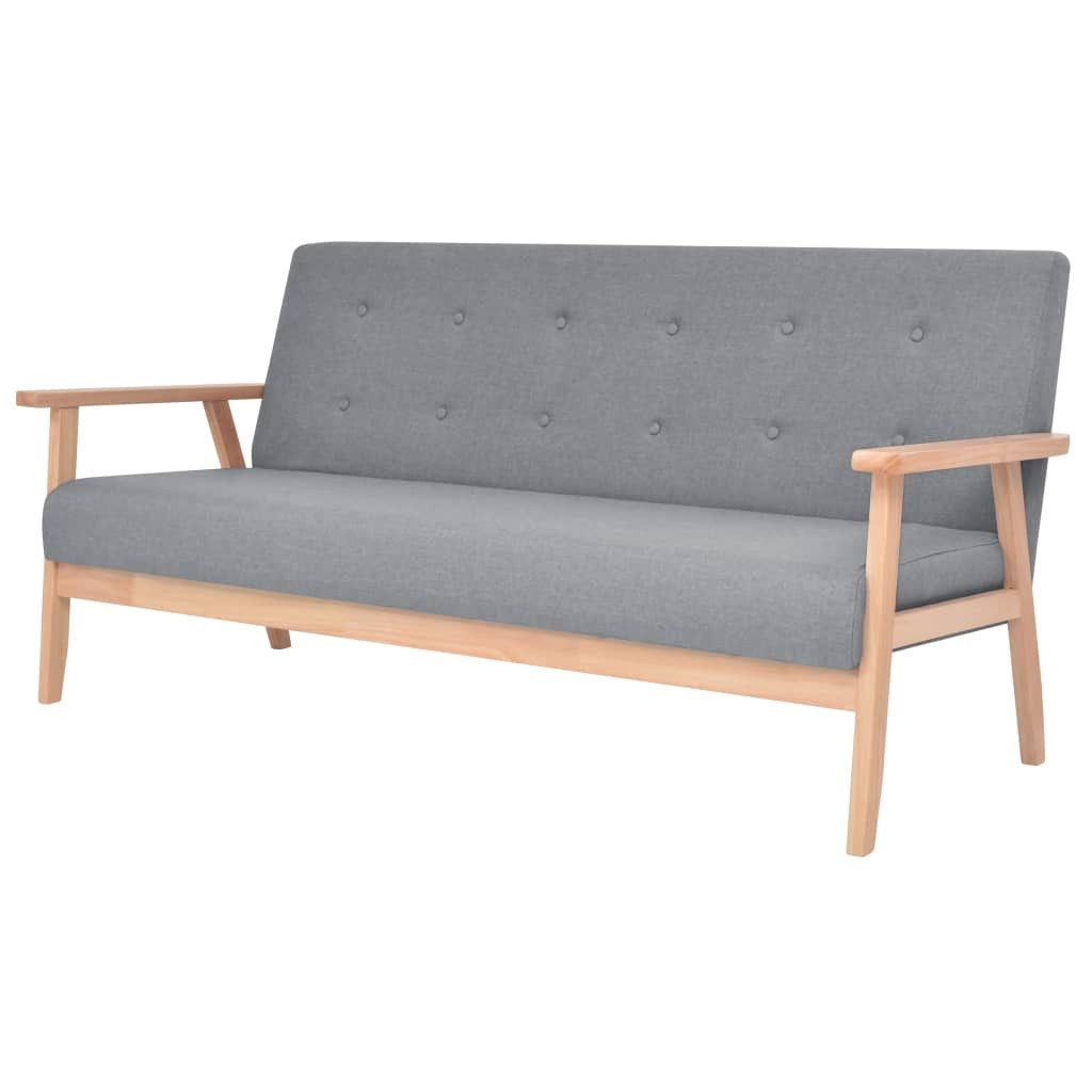 vidaXL Sofa 3-Sitzer-Sofa Stoff Hellgrau