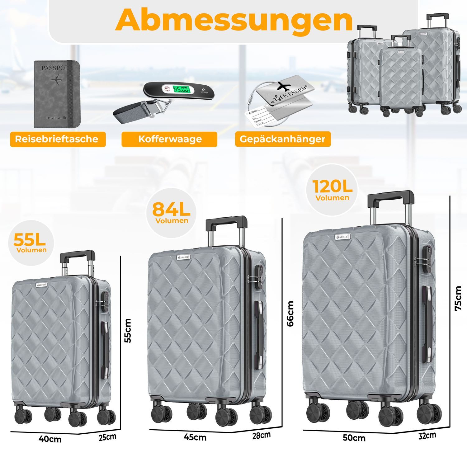 KESSER Kofferset, Reisekoffer 3-teilig Hartschalenkoffer mit Handgepäck, Sc günstig online kaufen