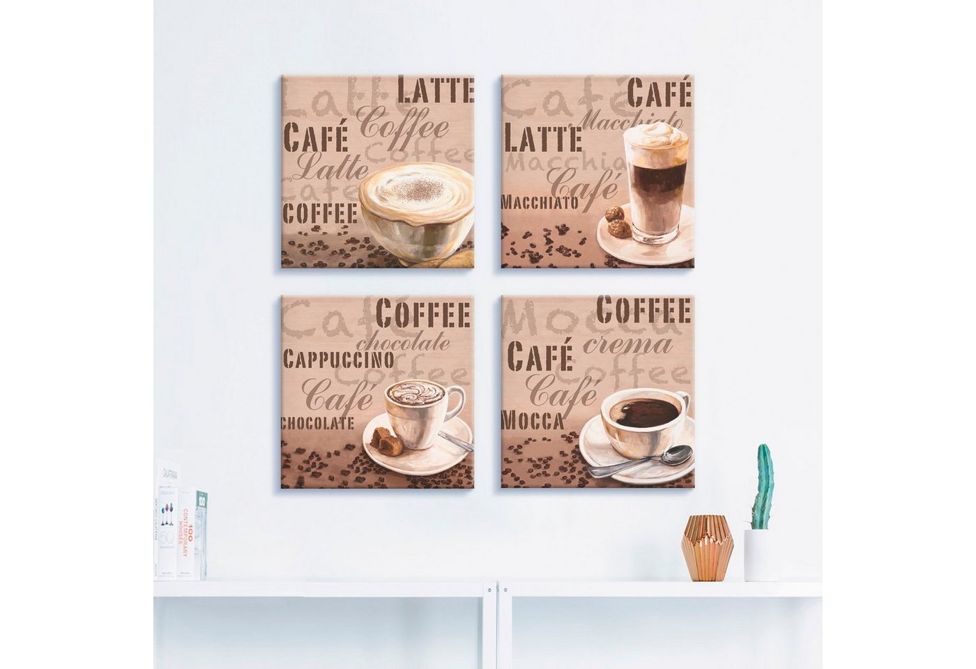 Artland Leinwandbild »Milchkaffee Latte MacchiatoChocolate«, Getränke (4 Stück)-HomeTrends