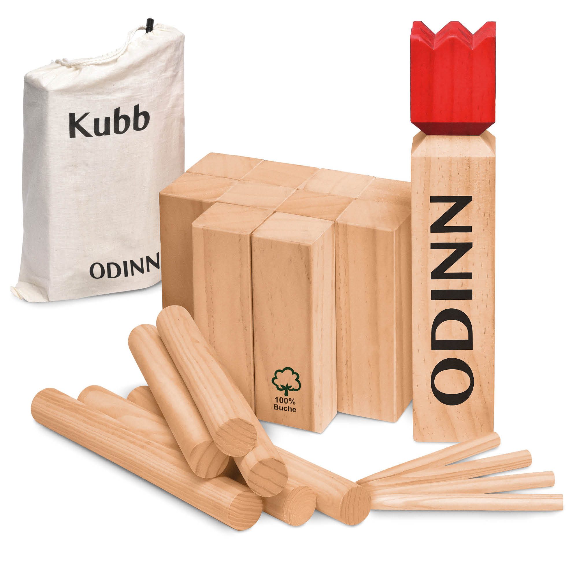 Toyfel Spiel, Toyfel Odinn KUBB Spiel 32x11x21cm Natur Buchenholz