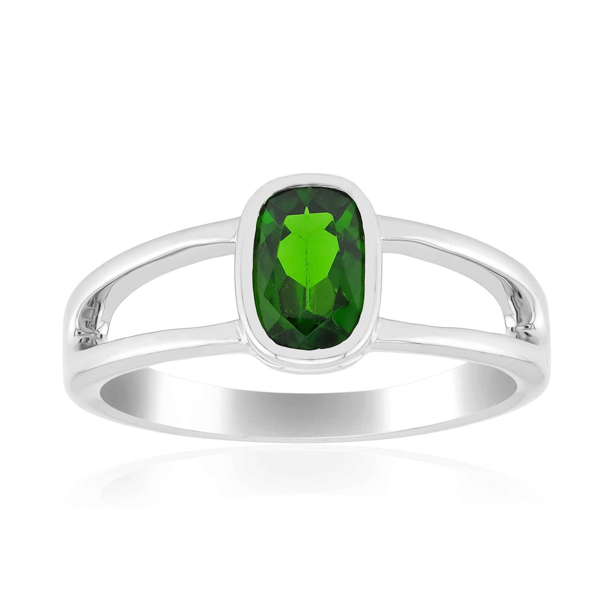 Solitärring Russischer Diopsid Silberring, Antikschliff