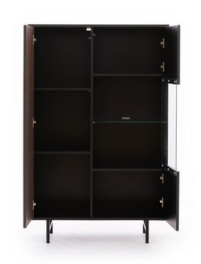 Furnix Highboard PRIGGI WIT90 Wohnzimmerkommode Schwarz/Captains deck, B90 x H140 x T41 cm