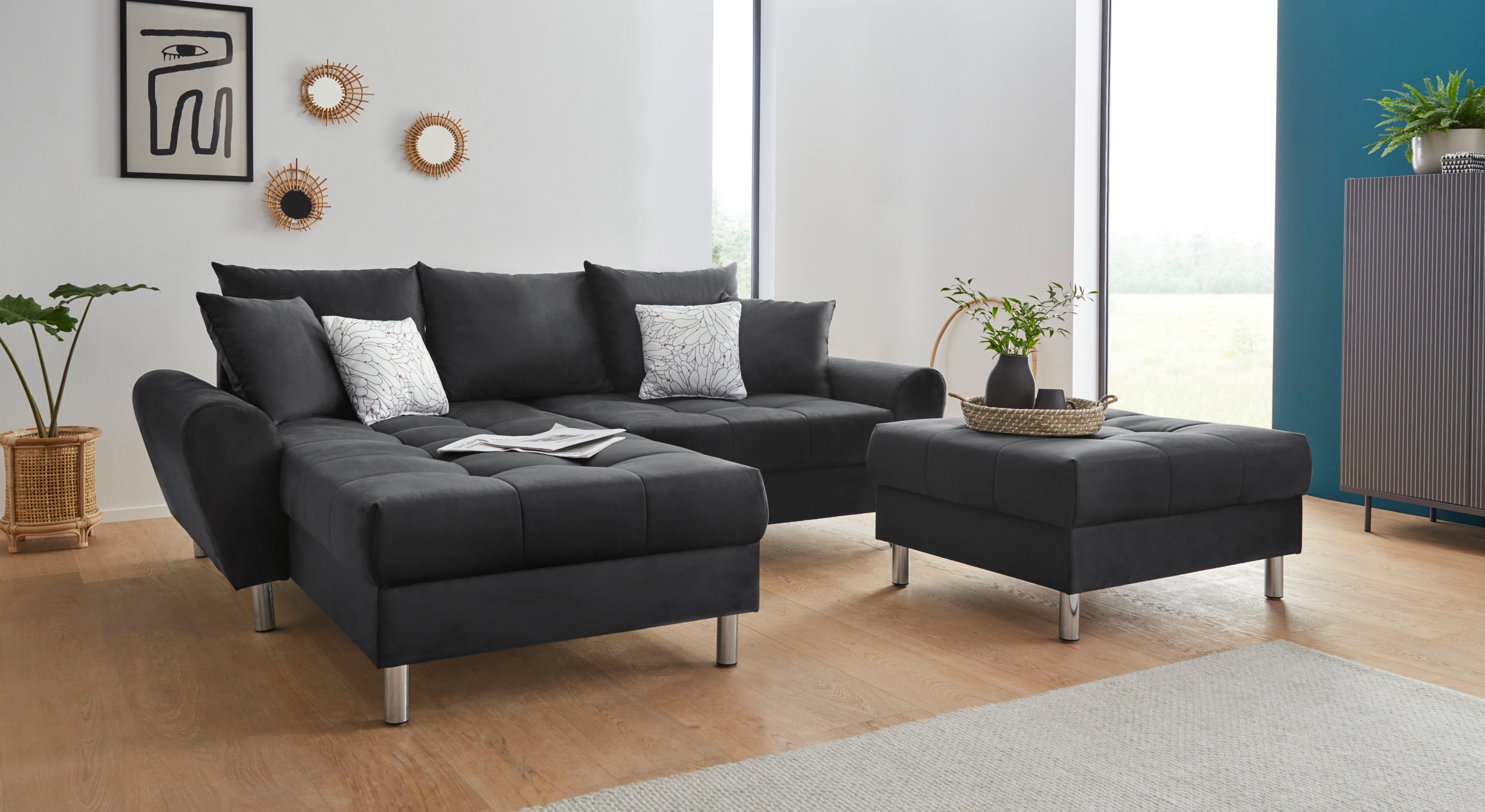 COLLECTION AB Ecksofa Rada L-Form, inklusive Hocker, Bettfunktion und Federkern