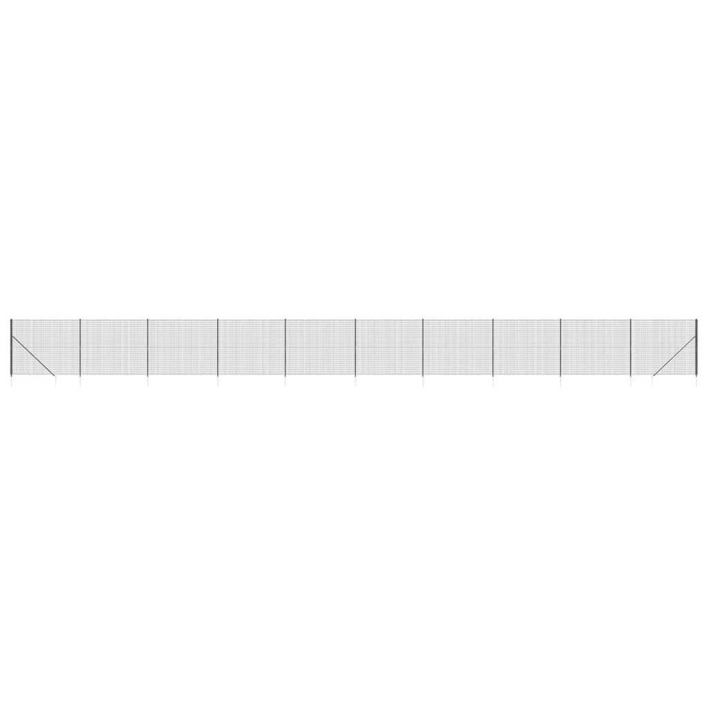 vidaXL Gartenzaun Maschendrahtzaun mit Bodenhülsen Anthrazit 1,4x25 m, (1-St)