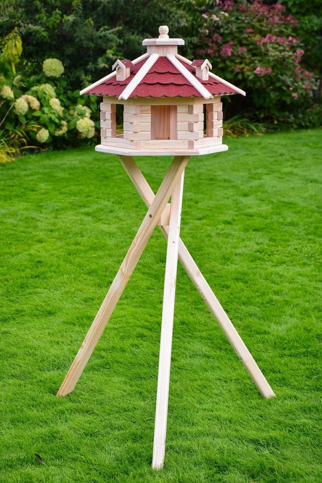 Thumbnail - DSH DEKO SHOP HANNUSCH Vogelhaus Vogelpavillon Naturholz + farbiges Bitumdach • Größe 46 x 30cm