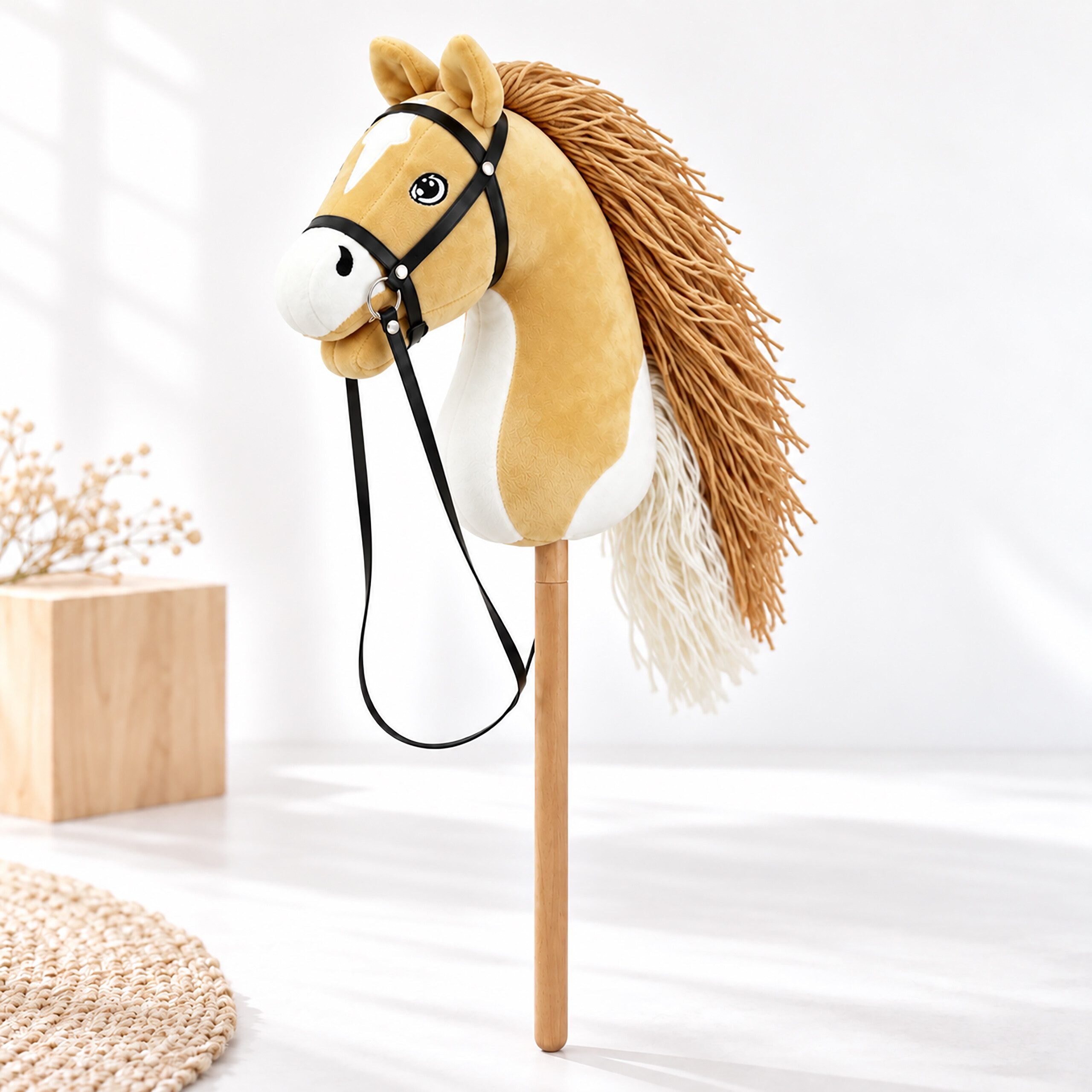 relaxdays Steckenpferd Hobby Horsing Plüsch, (1-tlg), hellbraun