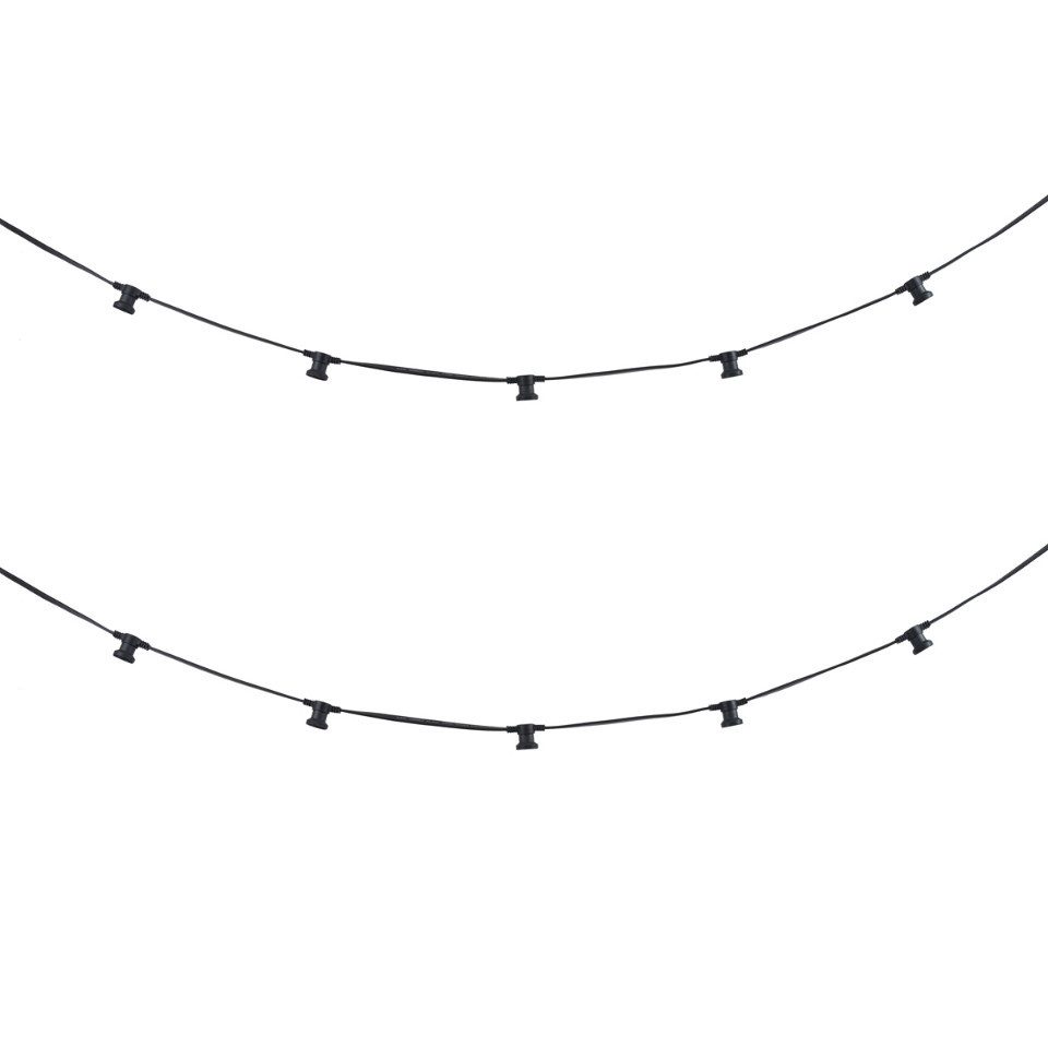 Qazqa LED-Lichterkette Lubber, 10-flammig, QAZQA Außen Lichterkette, e27, Schwarz, Kunststoff, Modern