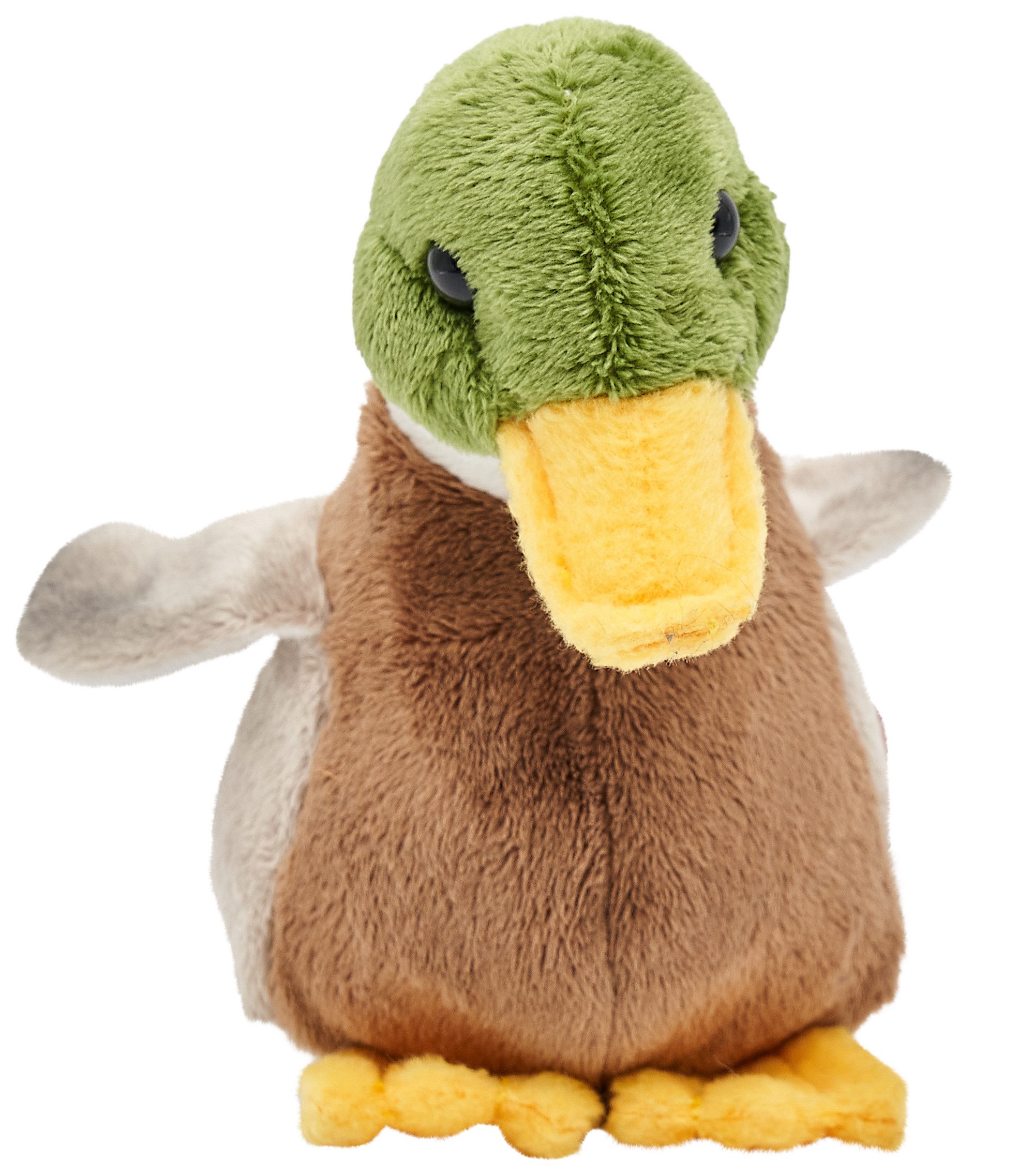 Uni-Toys Kuscheltier Ente - Mit/ohne Stimme - 16 cm (Länge) - Plüsch-Vogel - Plüschtier, zu 100 % recyceltes Füllmaterial!