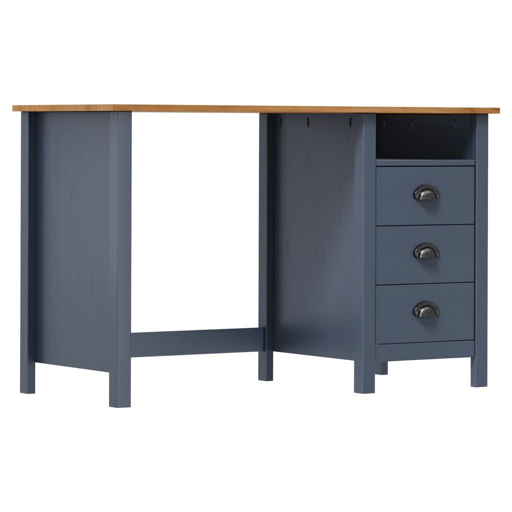 Schreibtisch Schreibtisch 3 Schubladen Grau 1205074 cm Massivholz Kiefer Arbeitspla