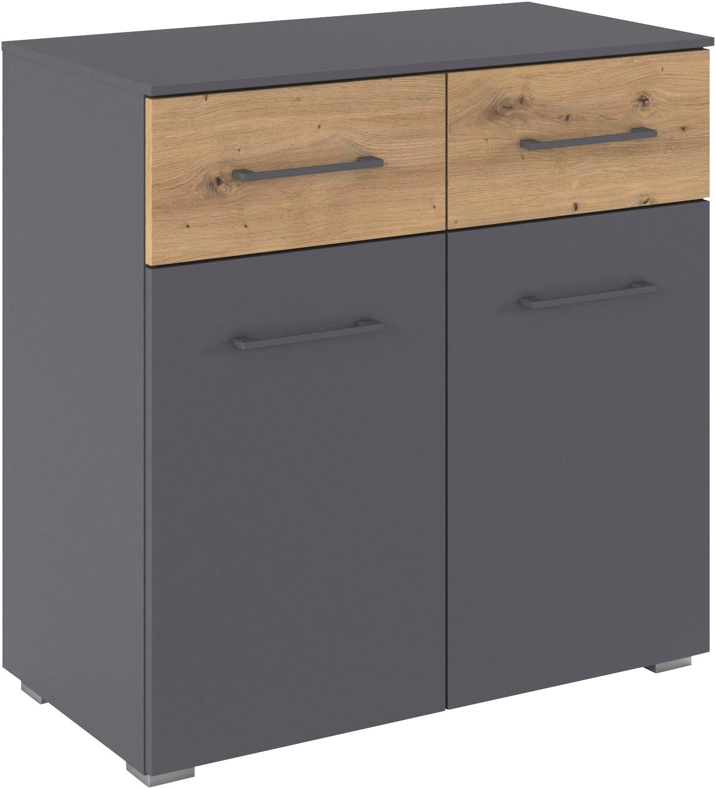 rauch Kombikommode Sideboard Kommode Schubladenkommode Türenkommode BOSTON-EXTRA (B/H/T: 80/81/42 cm), mit 2 geräumigen Schubladen, Einlegeboden verstellbar MADE IN GERMANY