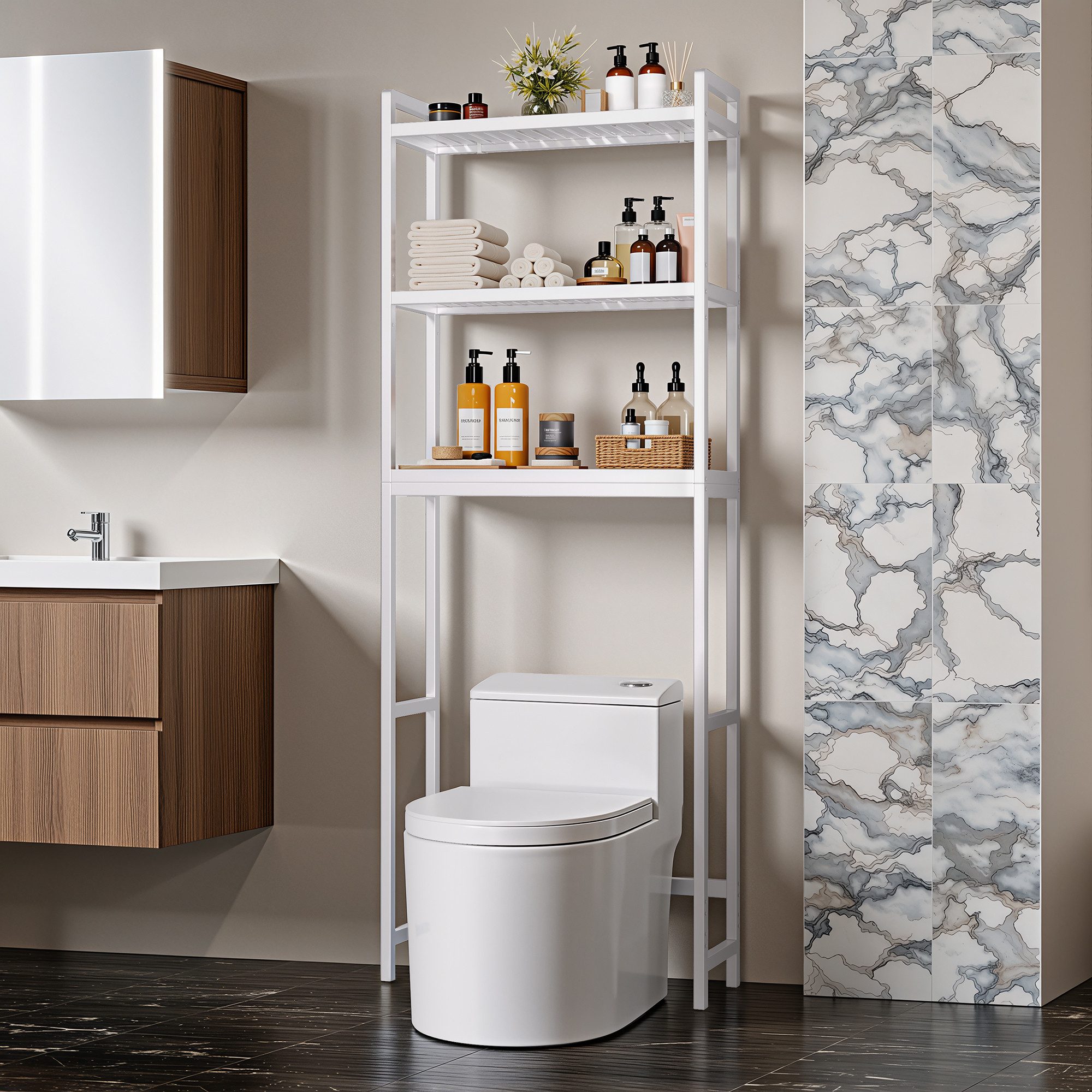 Bealife Badregal Toilettenregal/Waschmaschinenregal aus Bambusholz mit 3 Et günstig online kaufen