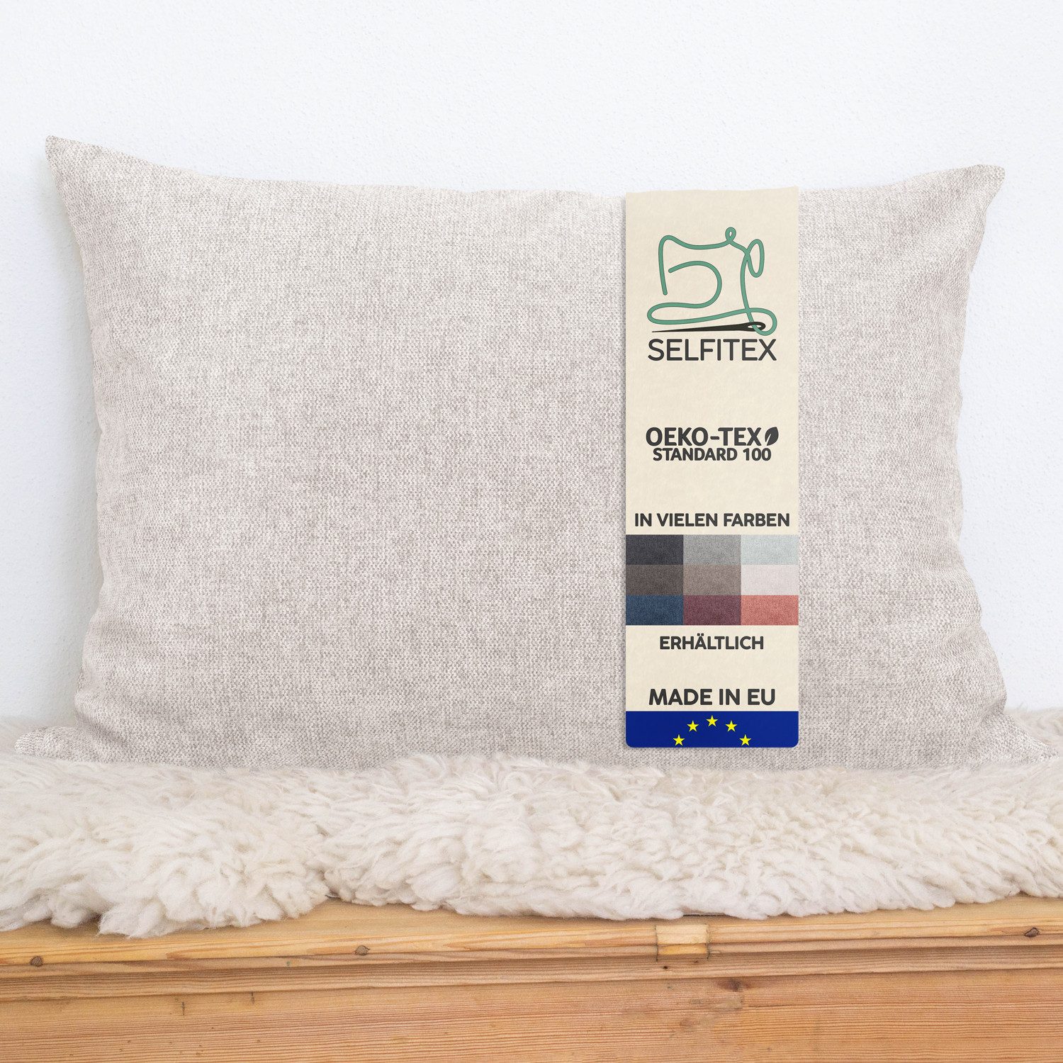 Selfitex Dekokissen 60x80 / 80x80 inkl. Füllkissen, große Farbauswahl, für Couch, Sofa und Bett
