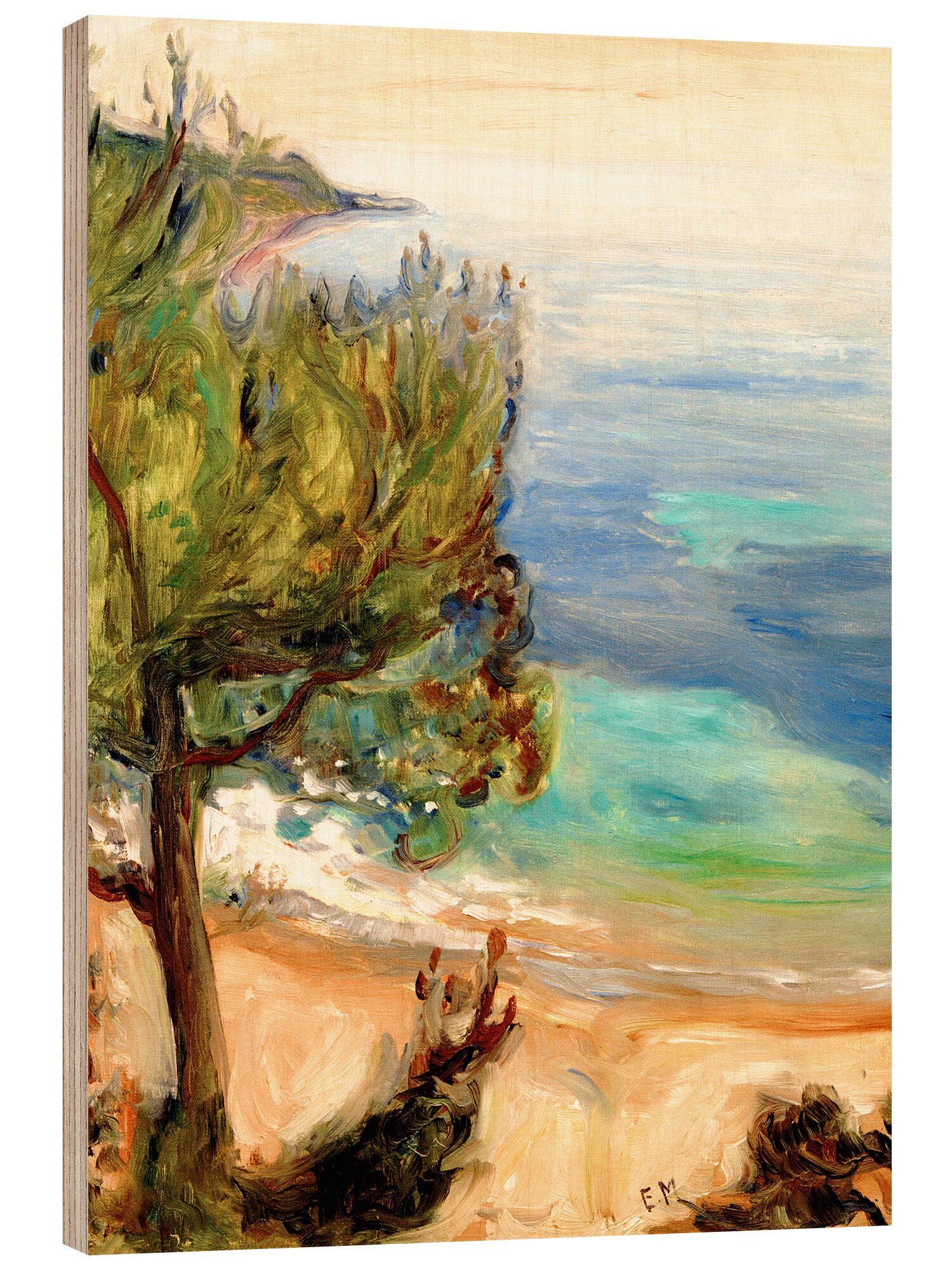 Posterlounge Holzbild Edvard Munch, Landschaft bei Nizza, Wohnzimmer Malerei