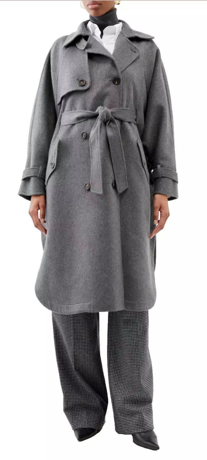 BRUNELLO CUCINELLI Langmantel Doppelreihige Kaschmir Mantel Trenchcoat mit Gürtel Selbstbindegürtel, Doppelreihige Knopfleiste, Notch-Lapel-Kragen